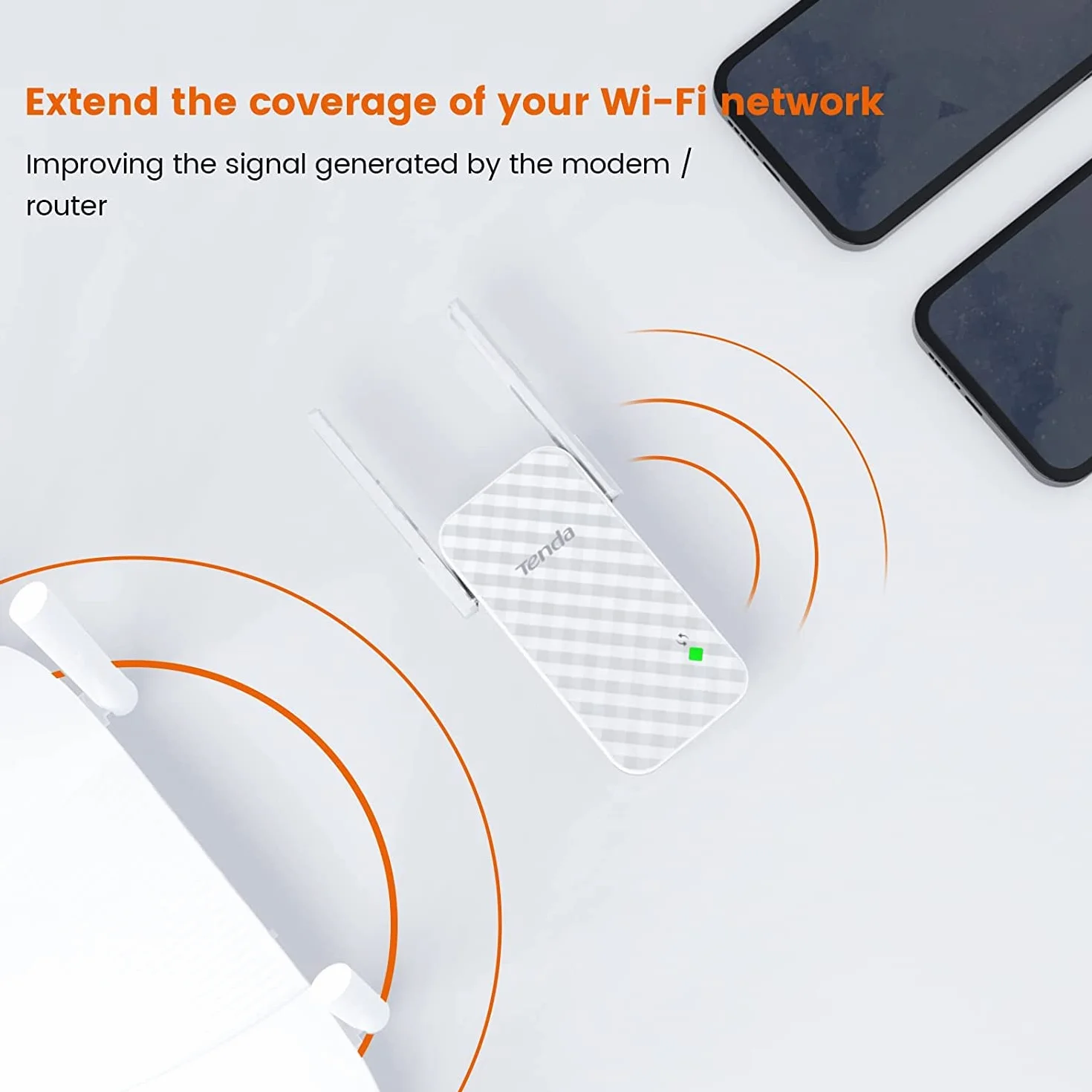 Tenda A9 N300 Wzmacniacz WLAN 300 Mbit/s Dwie Anteny Biały