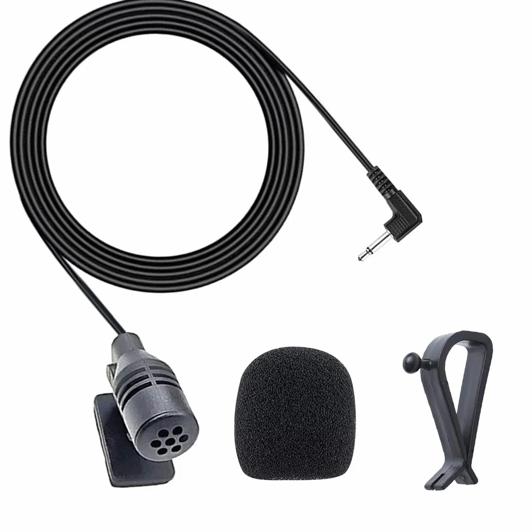 Zewnętrzny mikrofon do radia samochodowego 3,5 mm, kompatybilny z Alpine JVC Kenwood Sony Jensen Boss Car Stereo Bluetooth CD odtwarzacz DVD Radio nawigacja BT GPS, Plug and Play