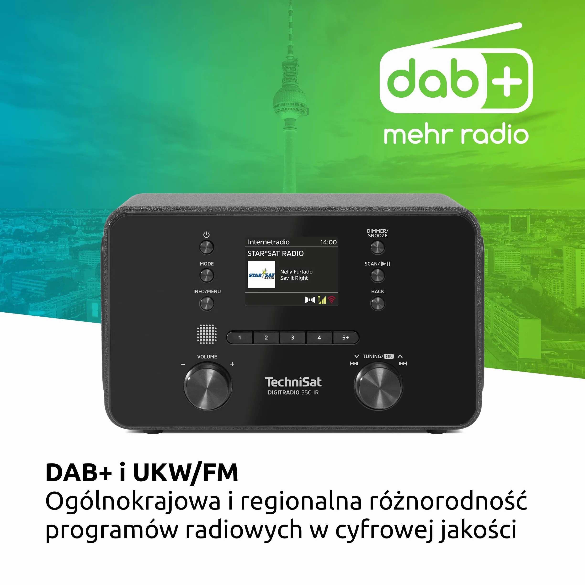 TechniSat DIGITRADIO 550 IR Stereo radio internetowe DAB+ UKW WLAN Bluetooth czarne