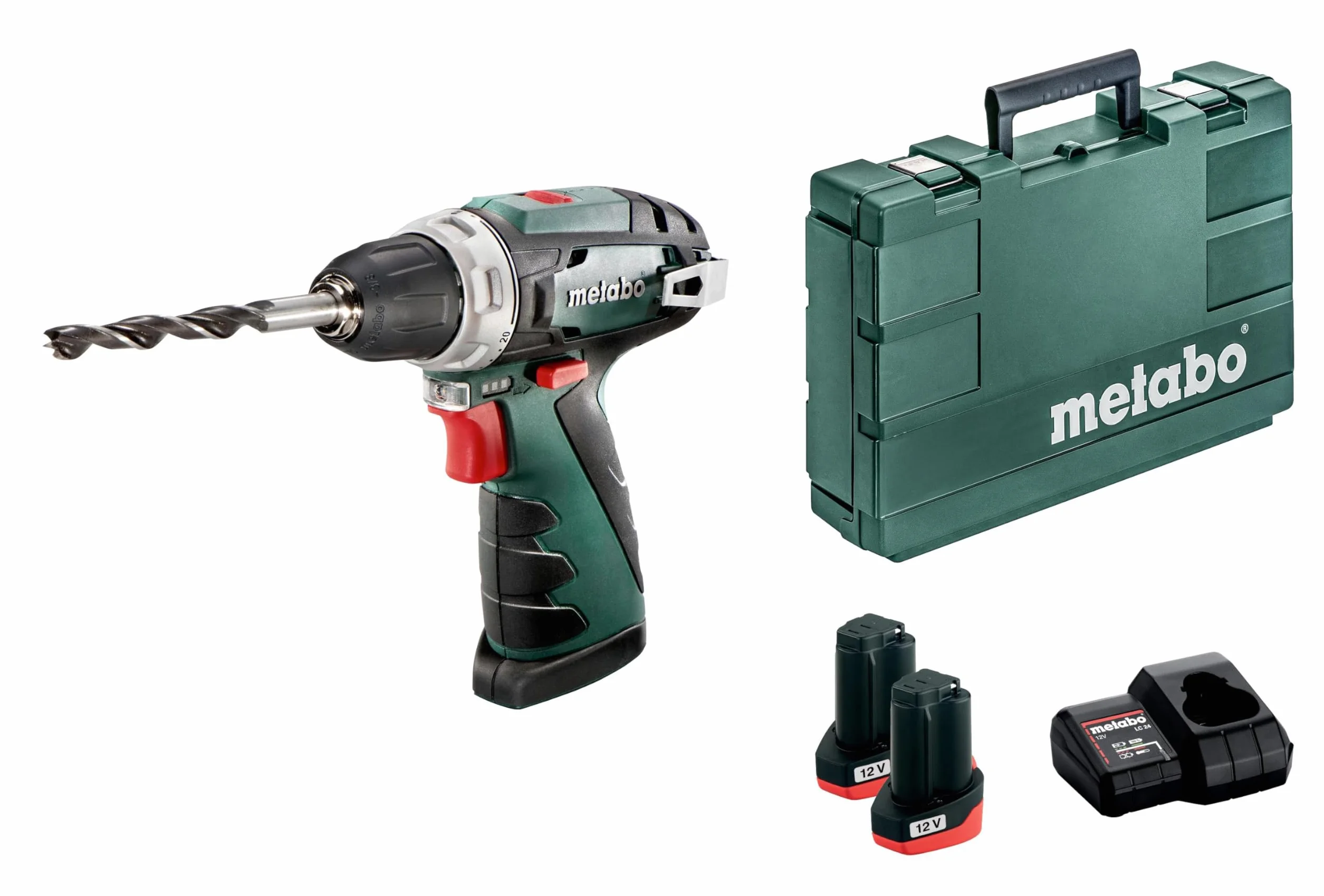 Metabo 600080500 wiertarko-wkrętarka akumulatorowa PowerMaxx BS Basic 10,8 V, 2 akumulatory litowo-jonowe 2 Ah, wraz z ładowarką, w walizce, maks. moment obrotowy: 17 Nm (miękki/34 Nm (twardy)