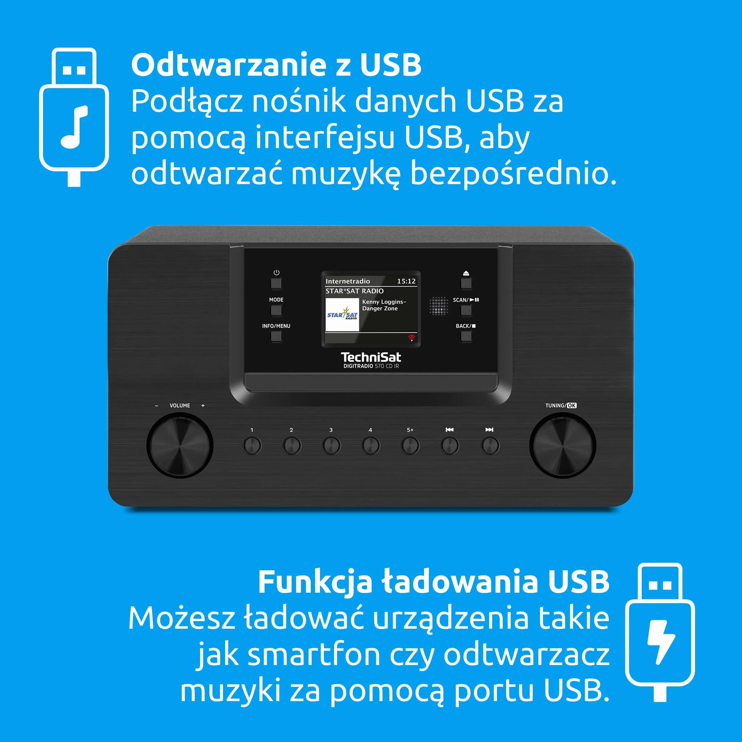 Technisat 0000/3953 Radio Internetowe DAB+, Czarny, 21.7 x 29.1 x 14.5 cm