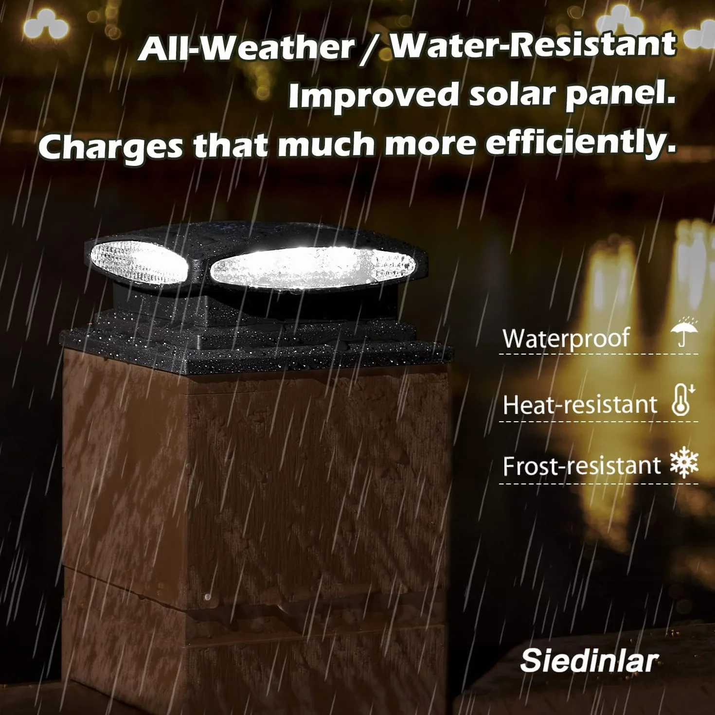 Siedinlar Lampy solarne na zewnątrz, 2 tryby, 24 diody LED, zasilane energią słoneczną, do słupków 4 x 4, 5 x 5, 6 x 6 słupków, ogrodu, patio, dekoracja, ciepła biel i zimna biel, czarna (4 sztuki)
