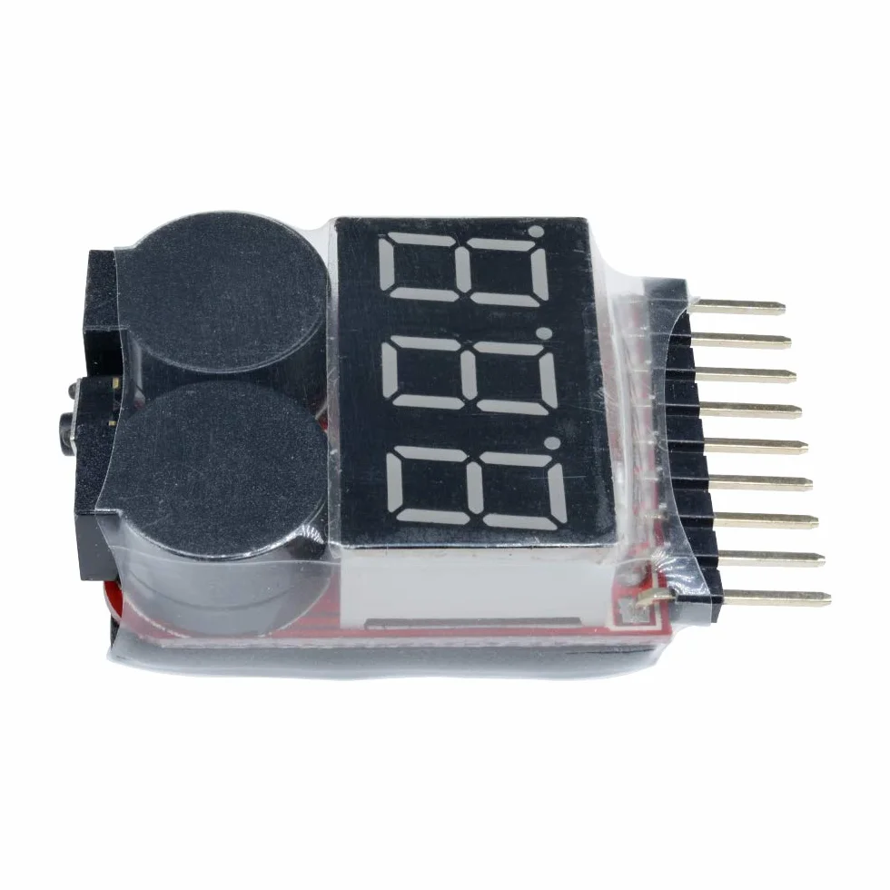 Tester baterii 1-8s Lipo Monitor niskiego napięcia z brzęczykiem alarmowym Kontroler napięcia LED 2 szt