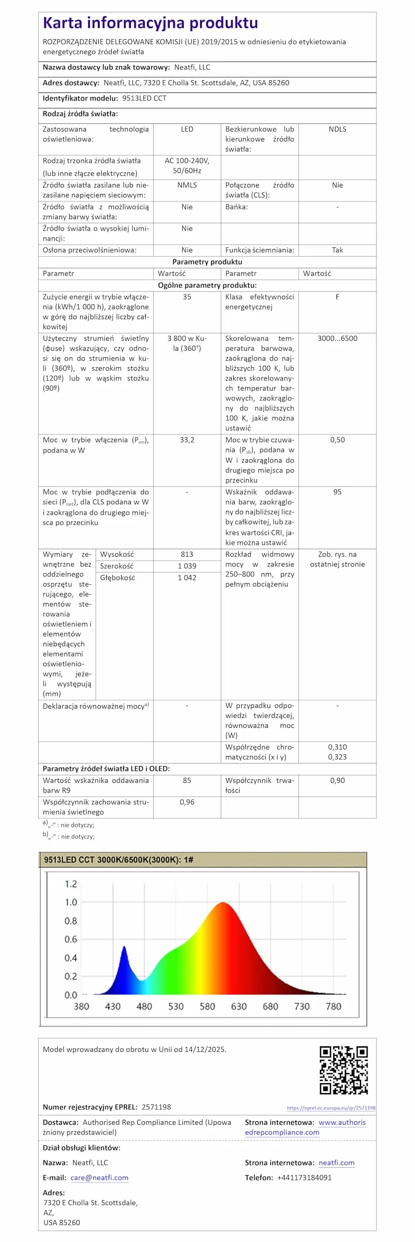 Neatfi lampa biurkowa LED 3 000 lumenów, regulowana lampa biurkowa z 360 diodami LED SMD, 30 W, CRI 95, regulowana temperatura barwowa do domu i biura (CCT z Zaciskiem, Biały, 112 CM)