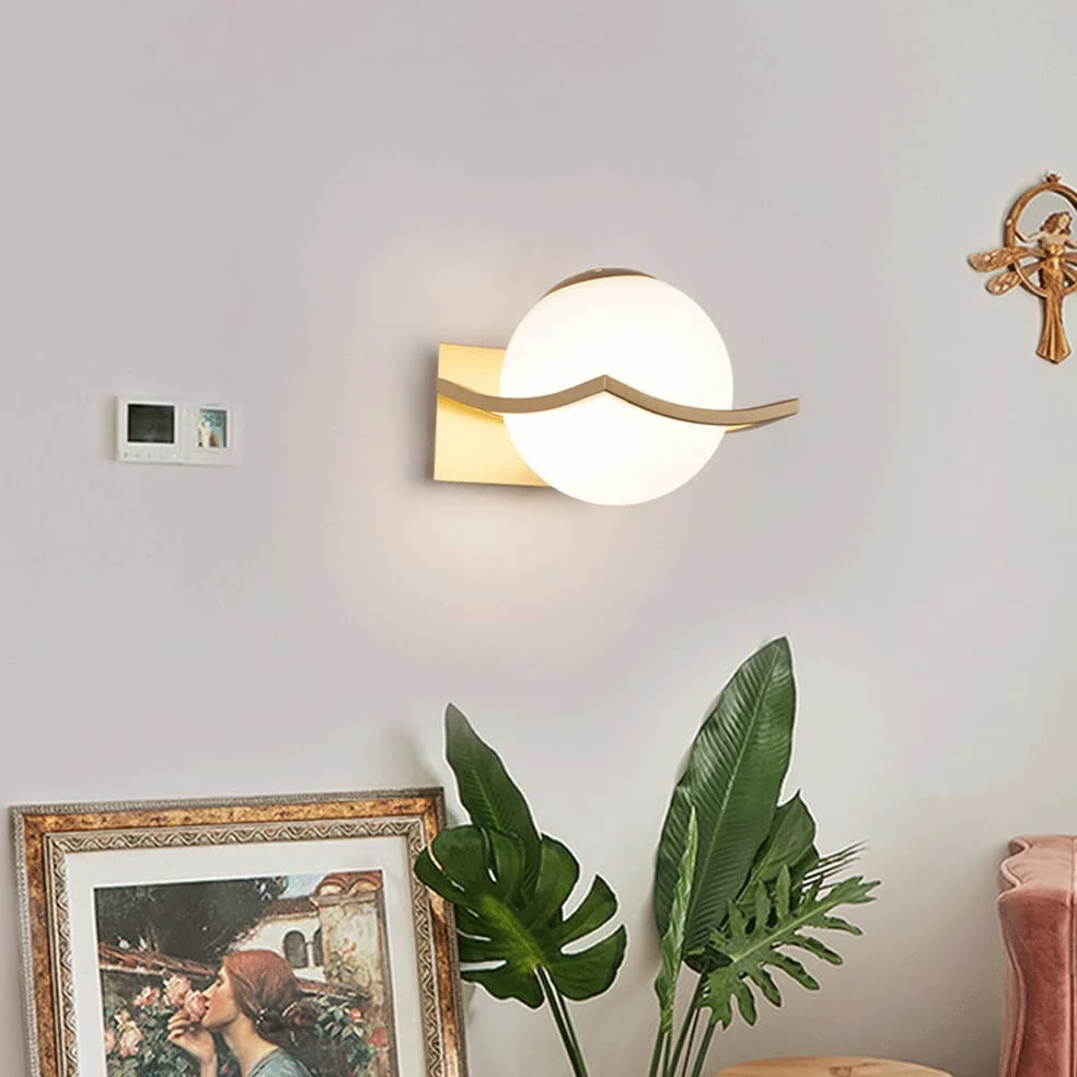 SEMANHUA Kinkiet z połowy wieku, nowoczesna lampa ścienna, globalna szklana lampa łazienkowa w toalecie, metalowa oprawa ścienna, kinkiety do przedpokoju sypialni