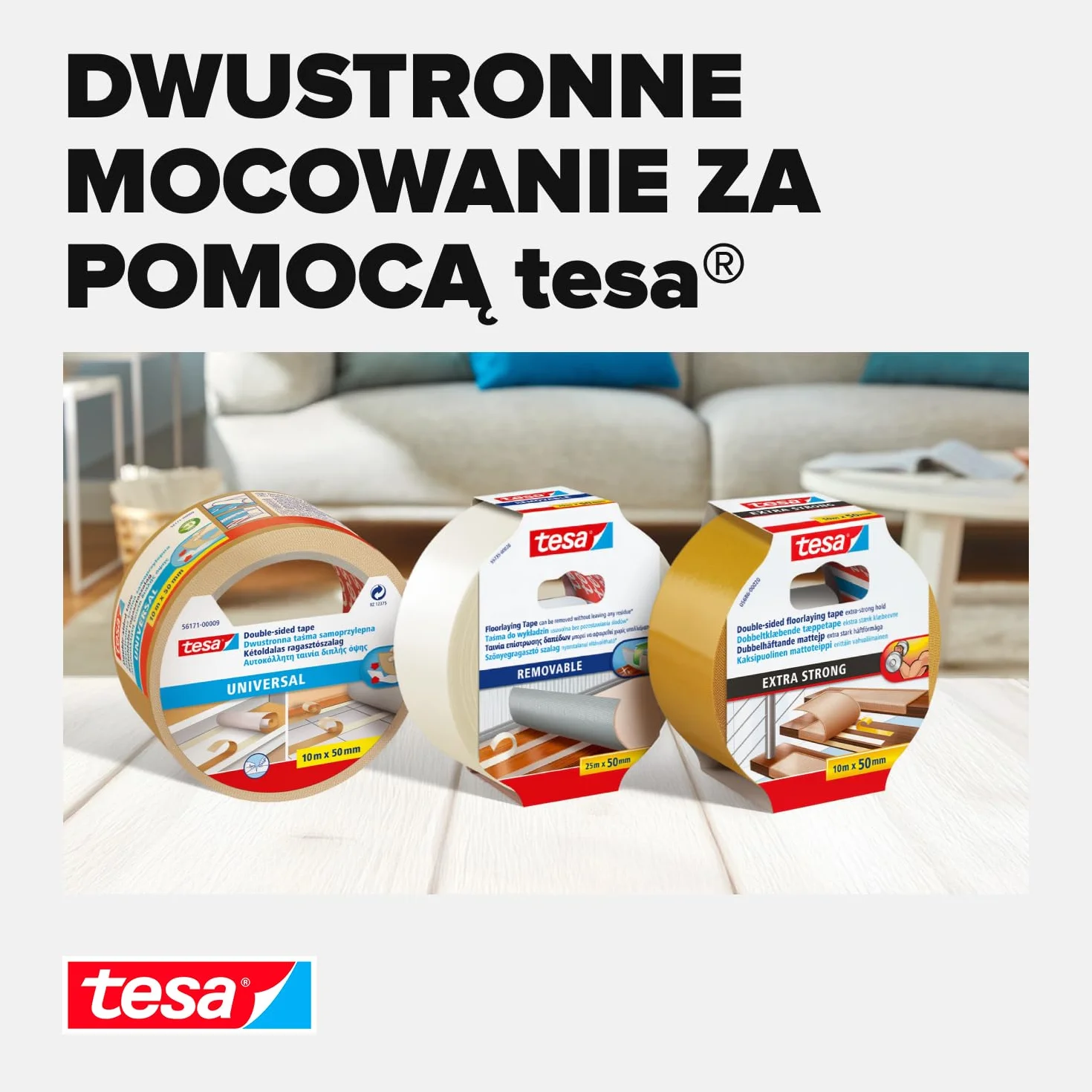 Tesa 56171-00003-11 Taśma Dwustronna, Biały, 10 x 50 mm