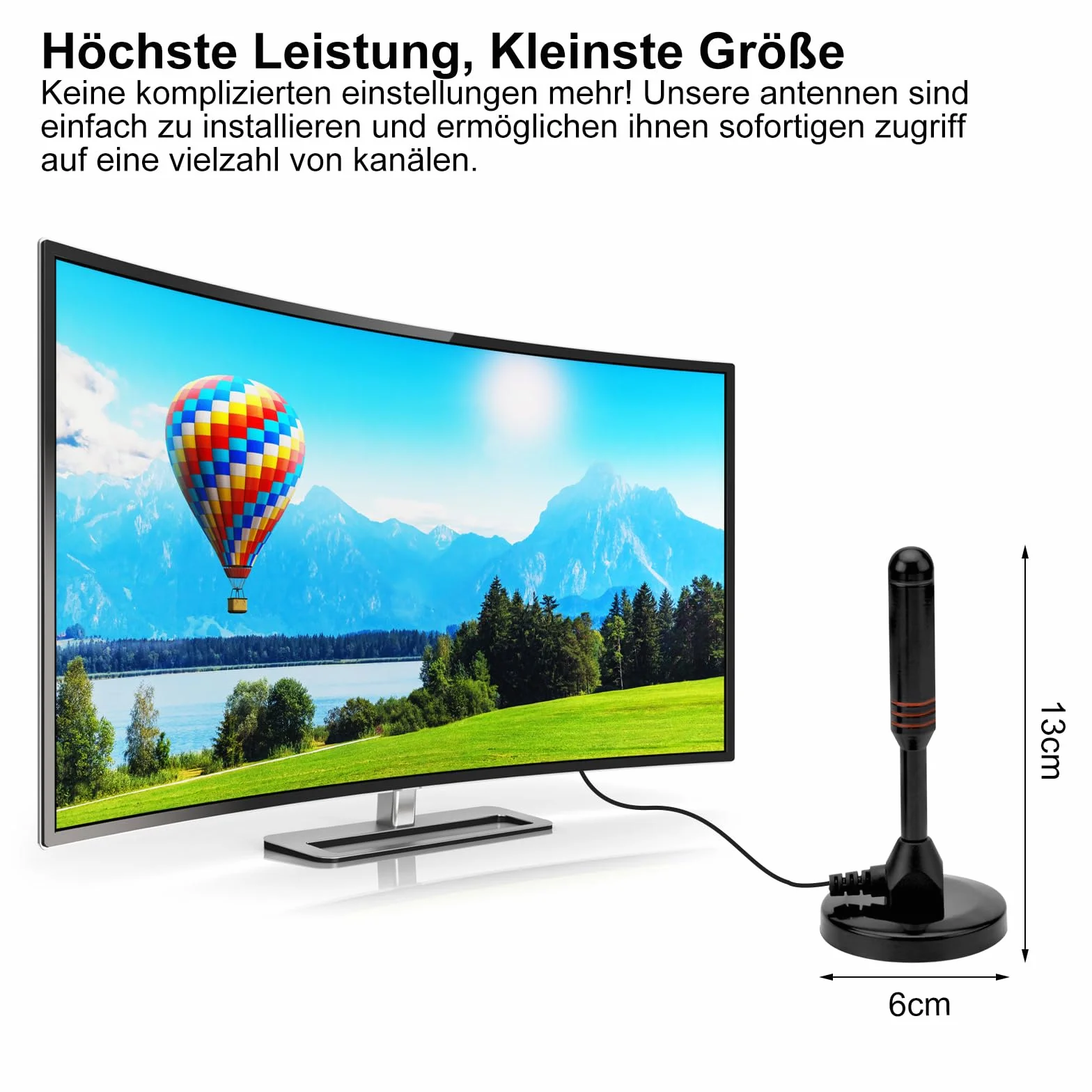 Antena DVB-T2 cyfrowa pokojowa ze wzmacniaczem odbiór 360 stopni podstawa magnetyczna kabel 5 m 4K HD