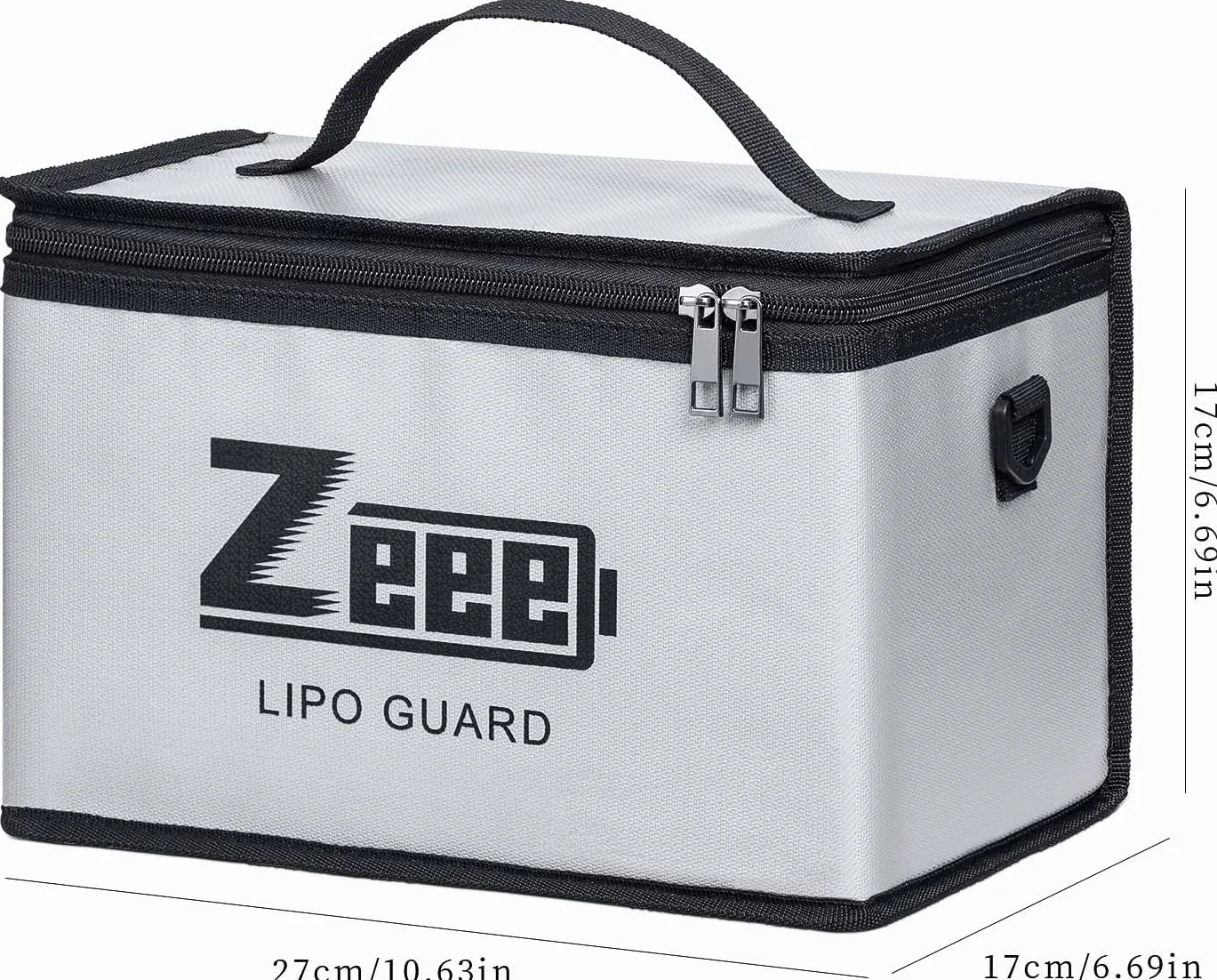 Zeee Lipo Bezpieczna torba ognioodporna do przechowywania baterii, 10 schowków, 10,6 x 6,7 x 6,7 cala