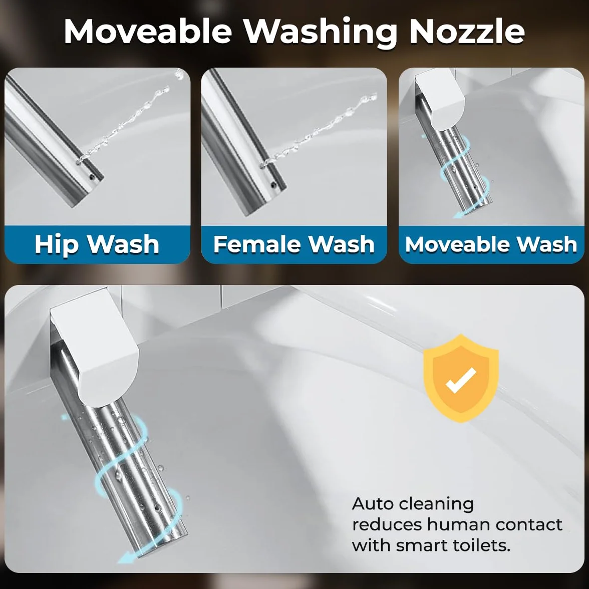 GenieBidet Elektryczny podgrzewany inteligentny bidet, nieograniczona ciepła woda, samooczyszczające się, podgrzewane siedzenie, wydłużone, bezprzewodowy pilot zdalnego sterowania, wygodna lampka