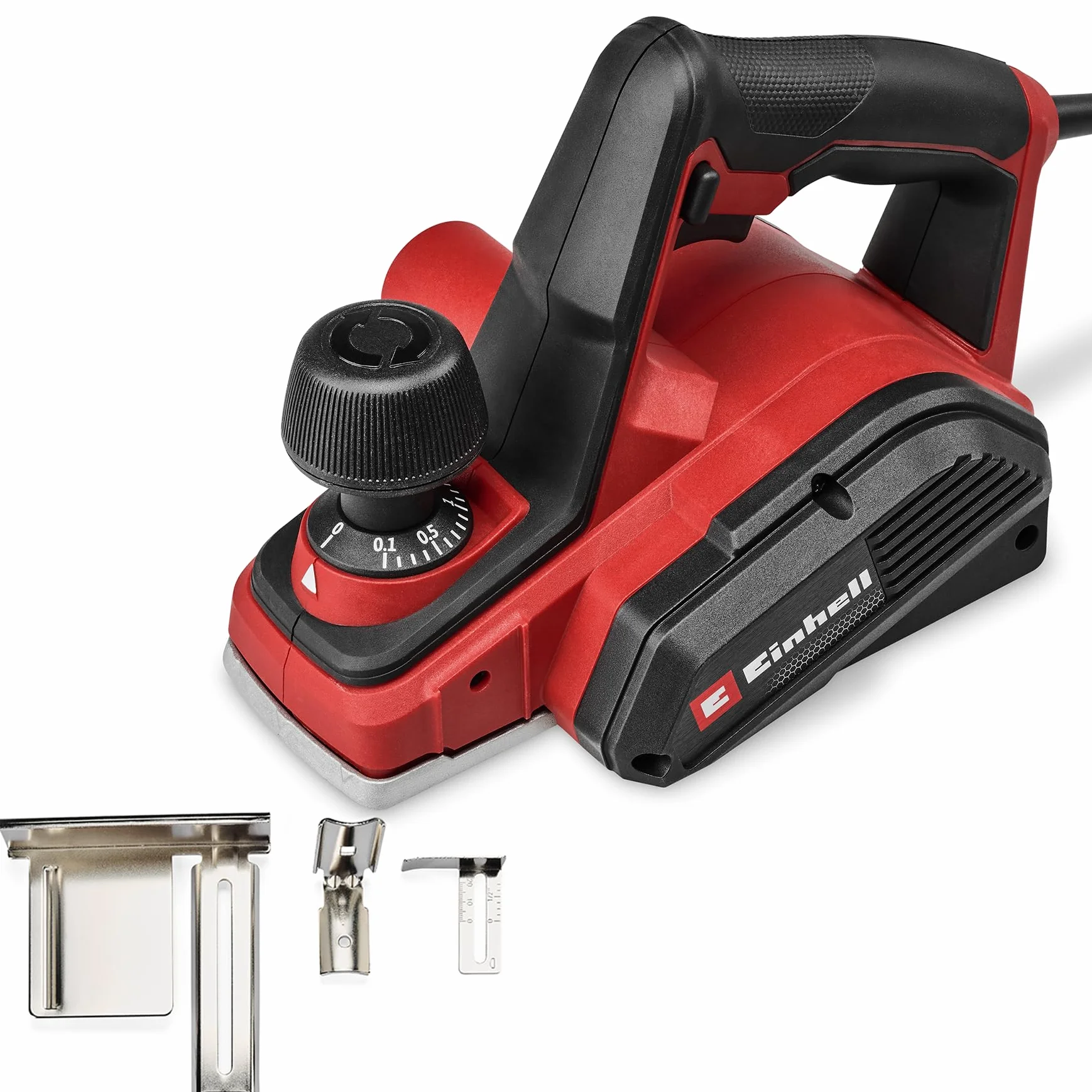 Einhell Strugarka elektryczna TC-PL 800 (800 W, szerokość 82 mm, głębokość cięcia zgrubnego do 2 mm, głębokie ograniczanie równoległe, łyżwa parkingowa, odpowiednia do odsysania, w zestawie 2