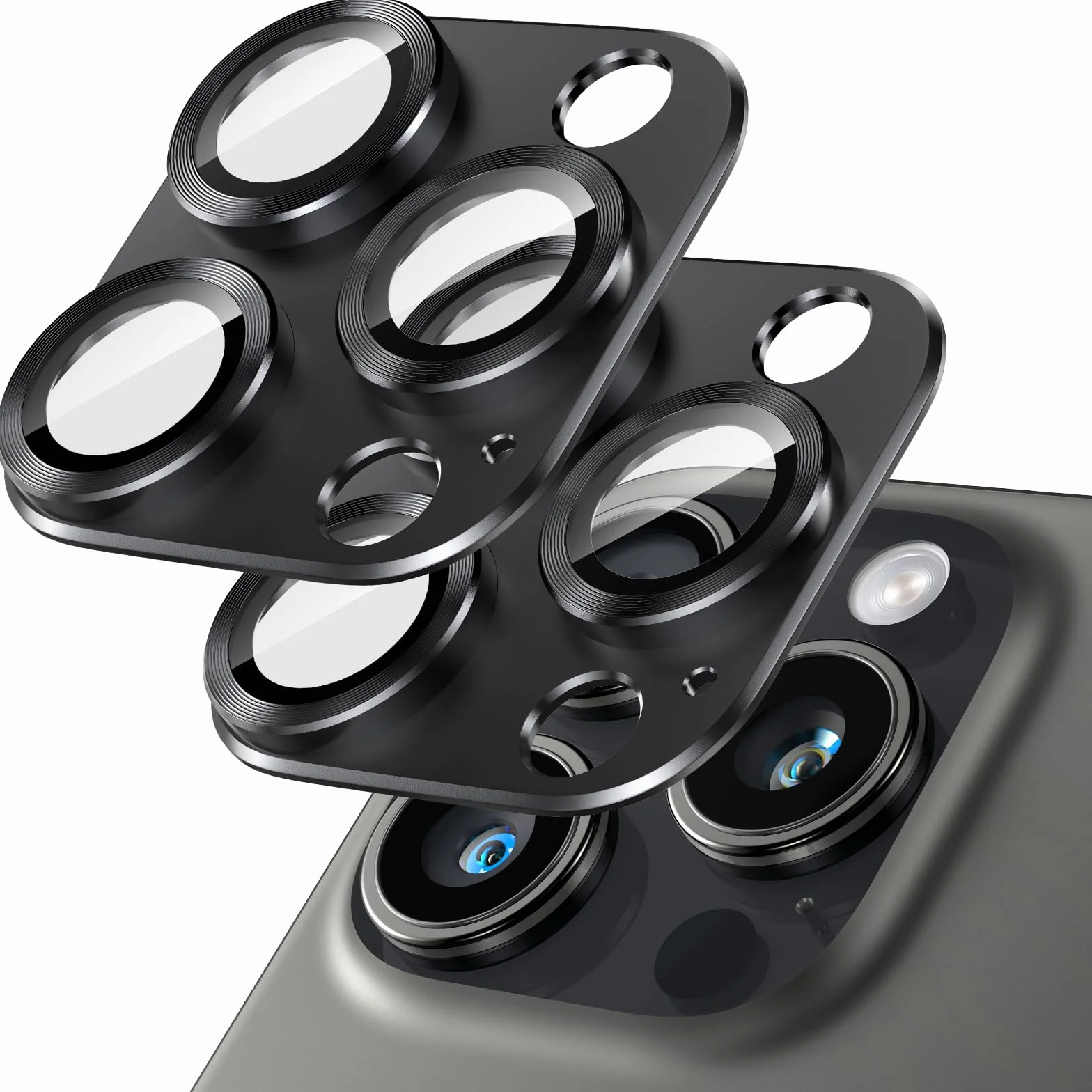 [2-pak ochrony obiektywu aparatu do iPhone 14 Pro / 14 Pro Max, szkło hartowane 9H, aluminiowa osłona płyty, koło nocne, brak pęcherzyków powietrza, czystość HD, łatwa instalacja, kolor