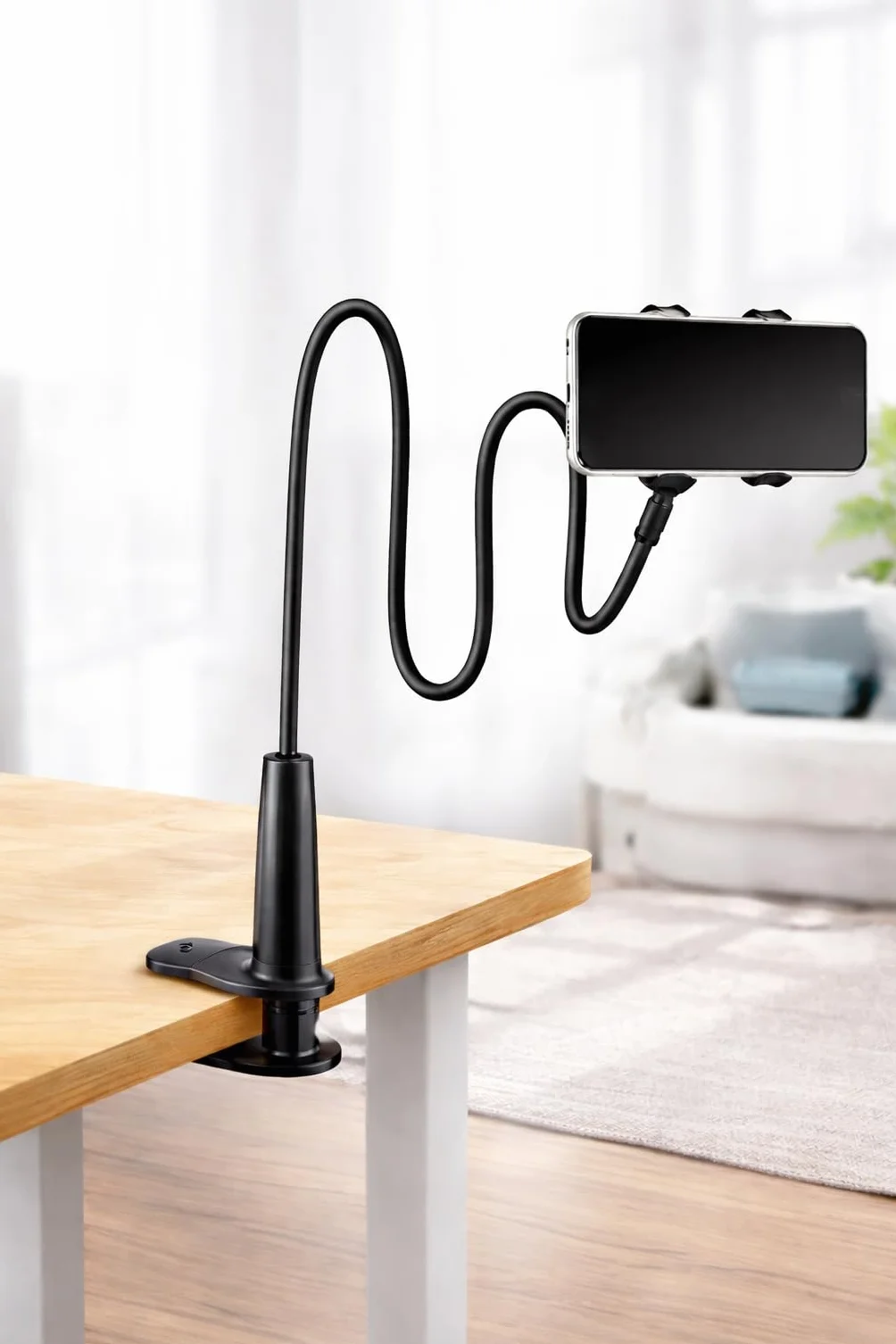 Uchwyt na telefon z elastyczną szyjką łabędzia długie ramię regulowany obrót 360° dla iPhone 13/13Pro 14/14Pro 15/15Pro 11 Pro XS Max X 8 7 Samsung Huawei Honor