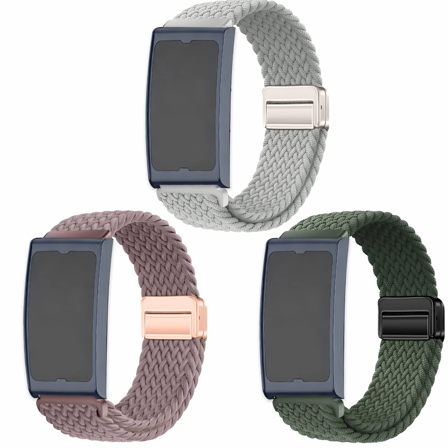 3 Sztuki Tkactwo Paski Kompatybilny z Amazfit Helio Strap, 22mm Elastyczne Nylon Paski Zamienne Zapięcie Magnetyczne Armband dla Sportow Kobiet i Mężczyzn
