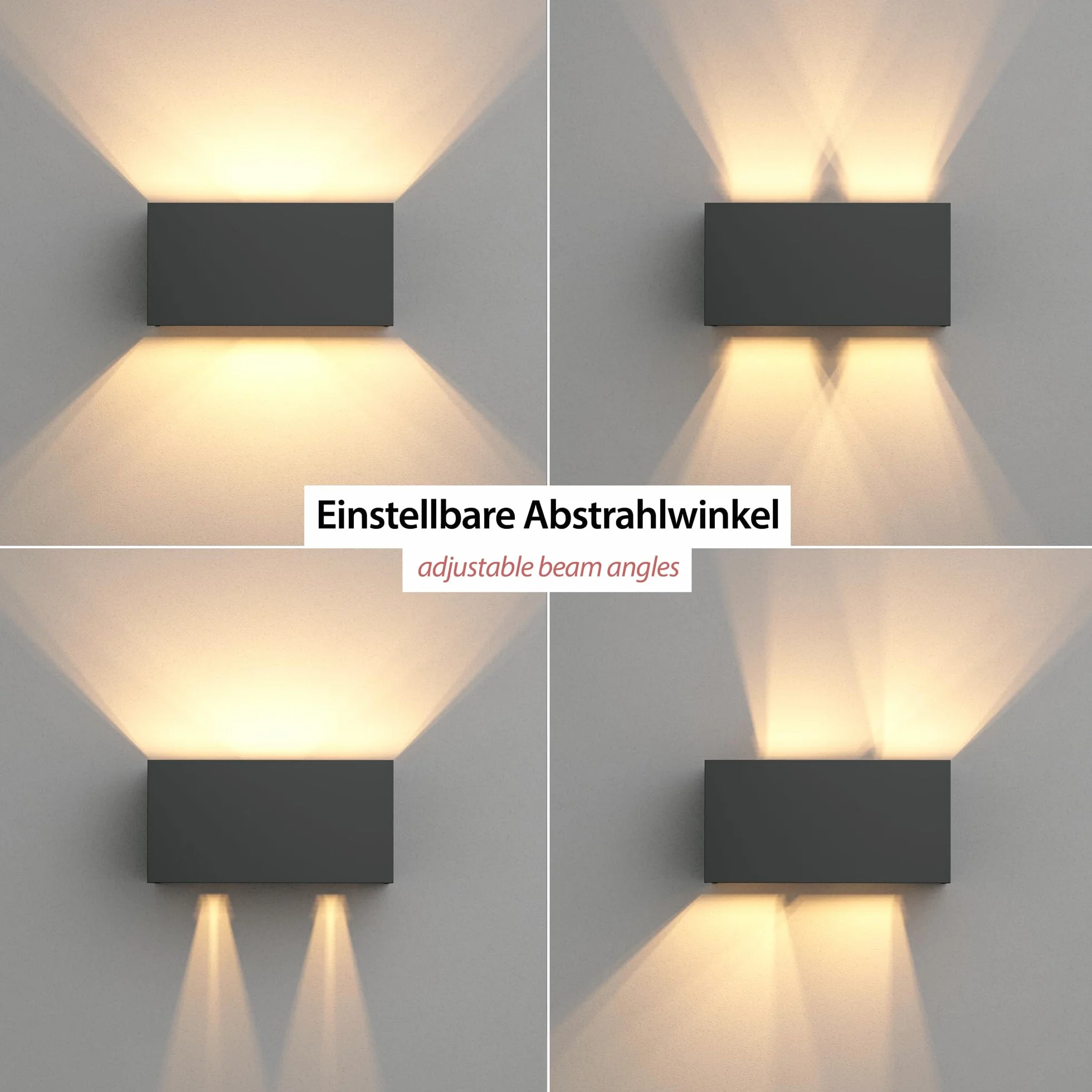 ledscom.de 6x kinkiet CUBEL do zastosowań zewnętrznych, IP65, oświetlenie skierowane w górę/w dół, antracyt matowy, prostokątny, 2x G9, maks. 10 W