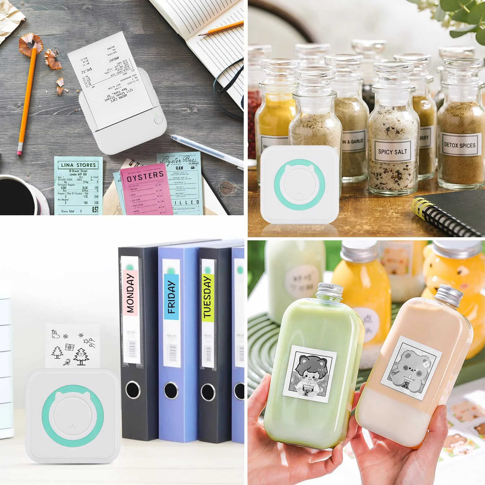 GuKKK Mini drukarka, mobilna drukarka fotograficzna, przenośna mini drukarka fotograficzna, bezprzewodowa drukarka fotograficzna, drukarka Bluetooth, pomoc w nauce, notatki, dziennik, notatki