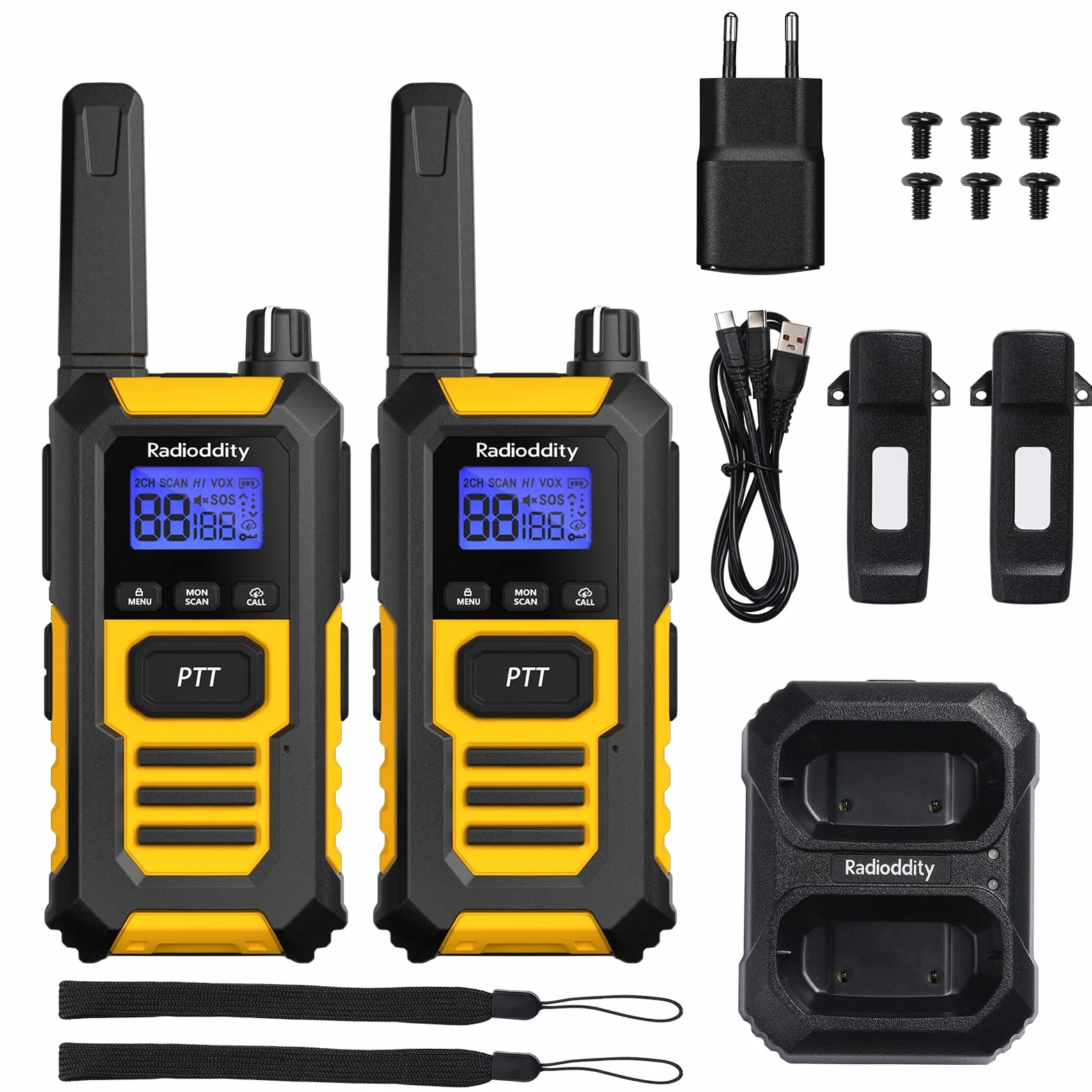 Radioddity HD-1 krótkofalówka IP67 wodoodporna PMR 2 sztuki żółty