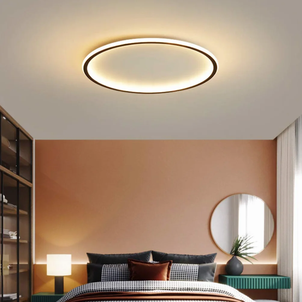 Lampa sufitowa LED, nowoczesna, minimalistyczna, ultra cienka, okrągła lampa sufitowa, metalowa, akrylowa, ściemniana, z pilotem zdalnego sterowania, oświetlenie sufitowe, do sypialni, salonu,