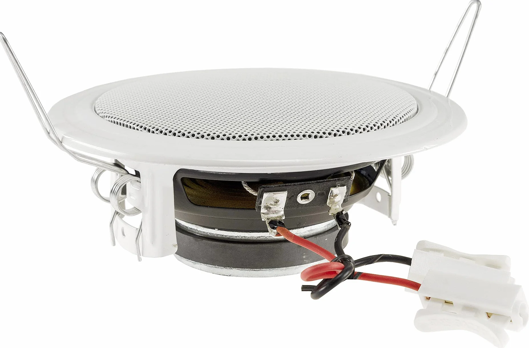 Głośnik do zabudowy sufitowej i ściennej CTE-W, biały, metalowa kratka ochronna, klamry mocujące, impedancja 8 omów, łatwy montaż Ø 135mm, 60 Watt biały