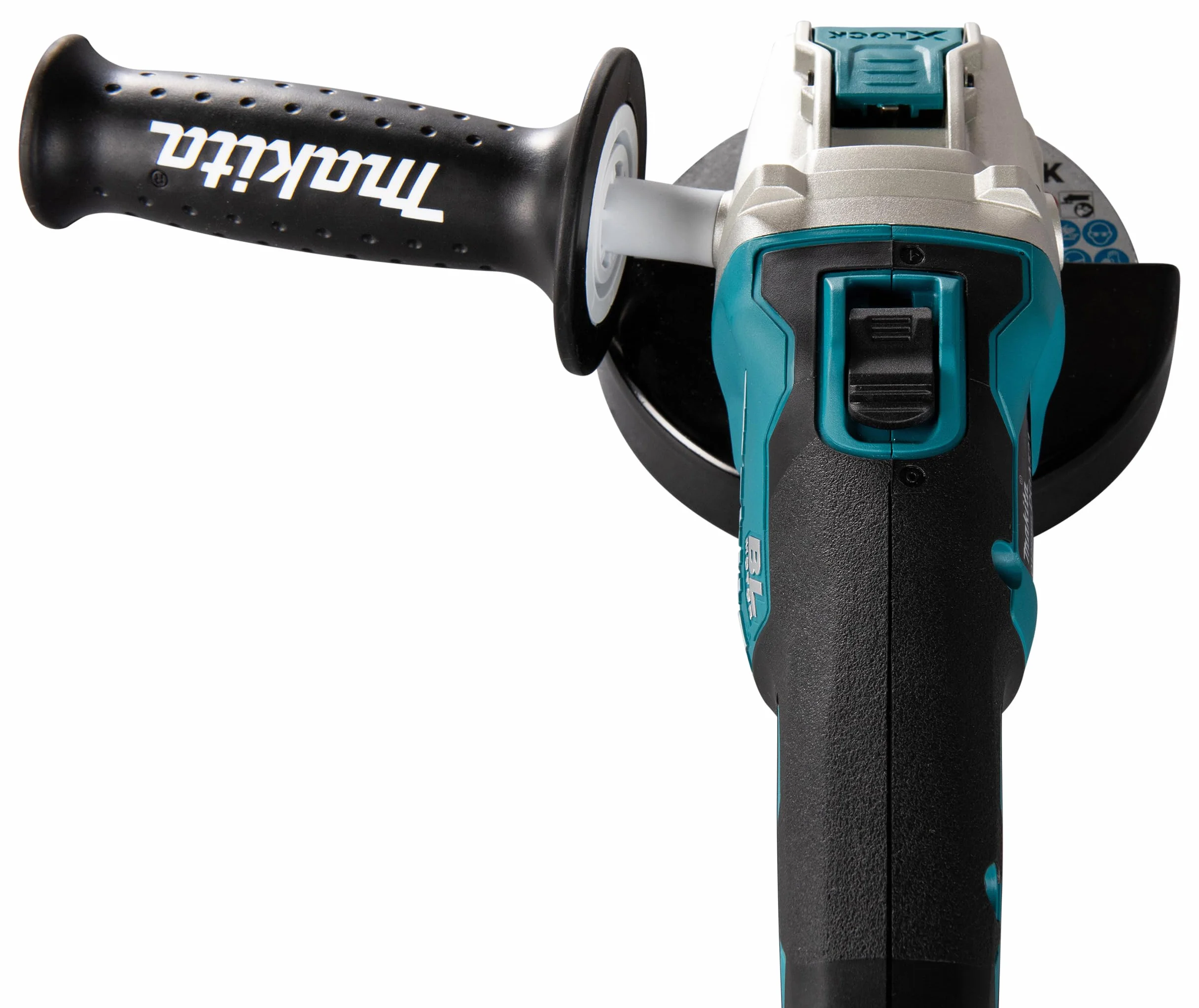 Makita DGA521ZX1 akumulatorowa szlifierka kątowa 18 V z przełącznikiem suwakowym (bez akumulatora, bez ładowarki), Zielona/Czarna