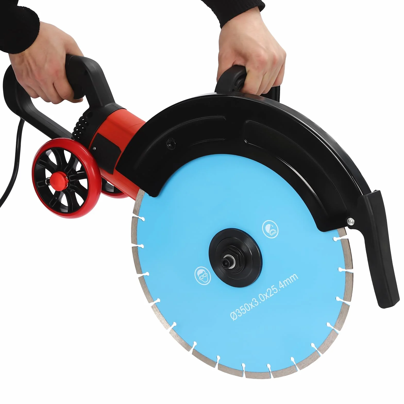 Elektryczna piła do betonu 4000 W, średnica tarczy 350 mm, głębokość cięcia 135 mm, zestaw do cięcia kamienia, na mokro i na sucho, piła tarczowa do kamienia, cegły i betonu