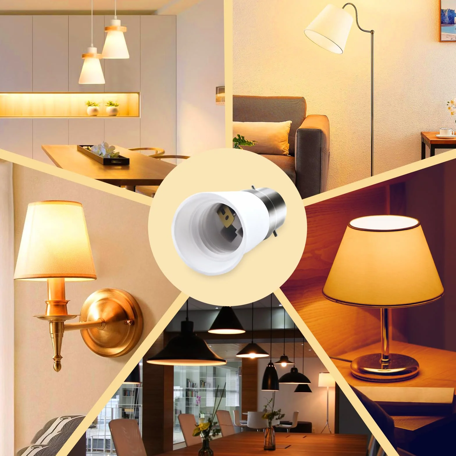Zestaw 3 sztuk konwertera B22 na E27, adapter podstawy lampy BC na ES, konwerter gniazd do żarówek LED, żarówek żarnikowych i żarówek CFL