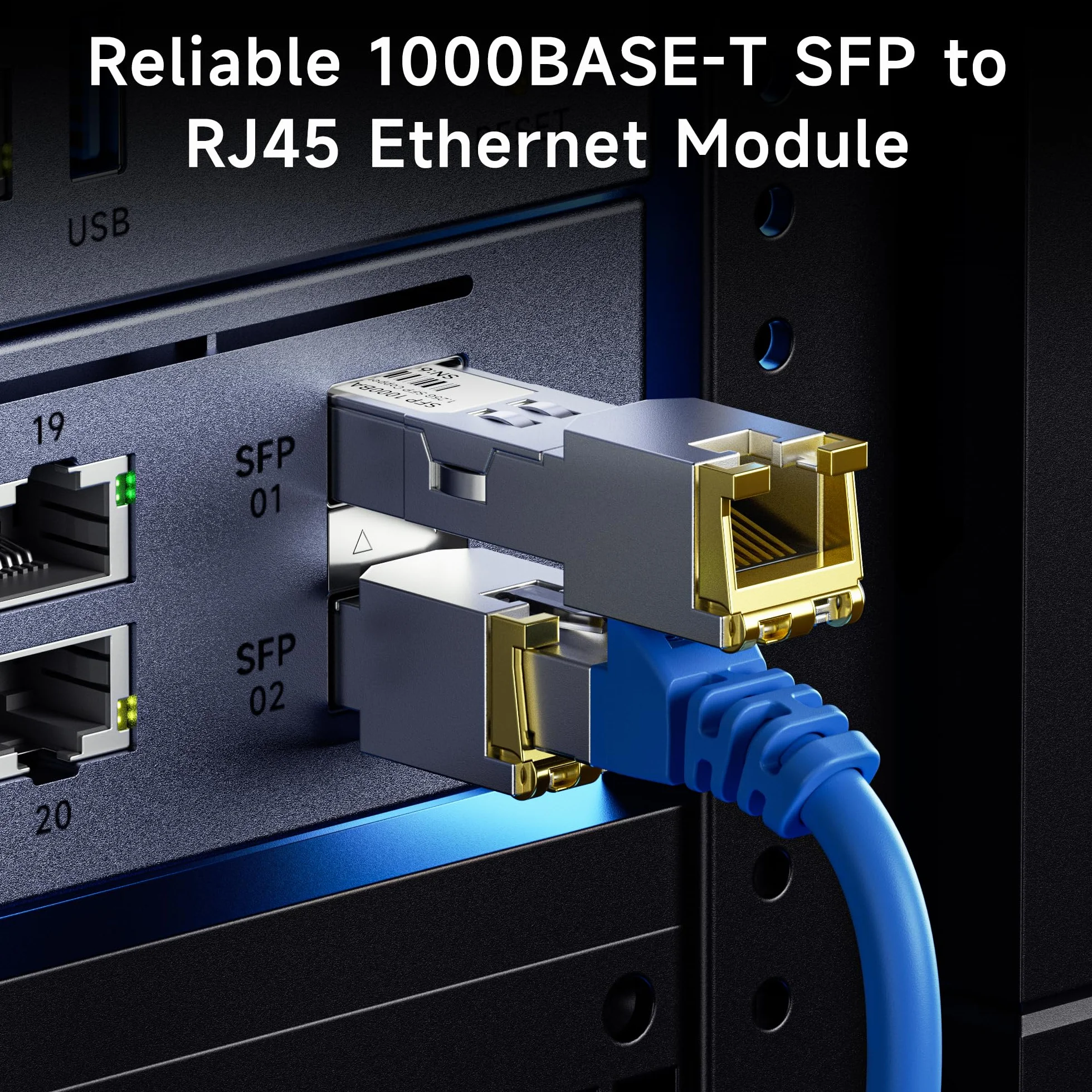 Cable Matters 1000BASE-T Gigabit SFP RJ45 Miedziany Moduł Nadawczo-Odbiorczy Ethernet dla Cisco Ubiquiti TP-Link