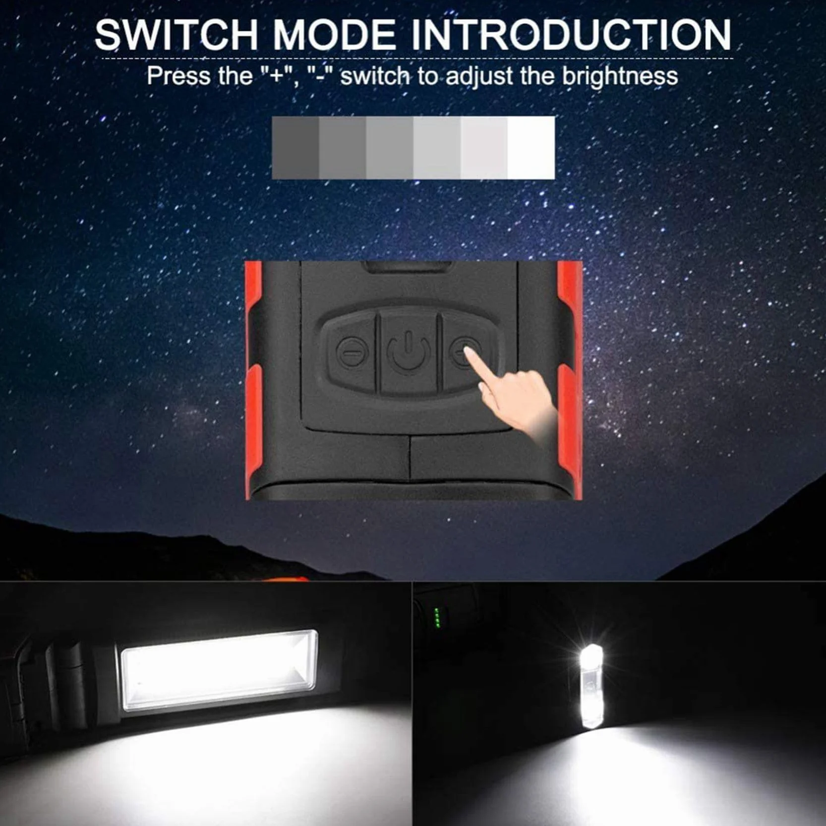 3X Super Jasne Światło Robocze LED COB z Podstawą Magnetyczną i Haczykiem Ładowalna Latarka USB z Możliwością Przyciemniania do Naprawy Samochodów na Zewnątrz