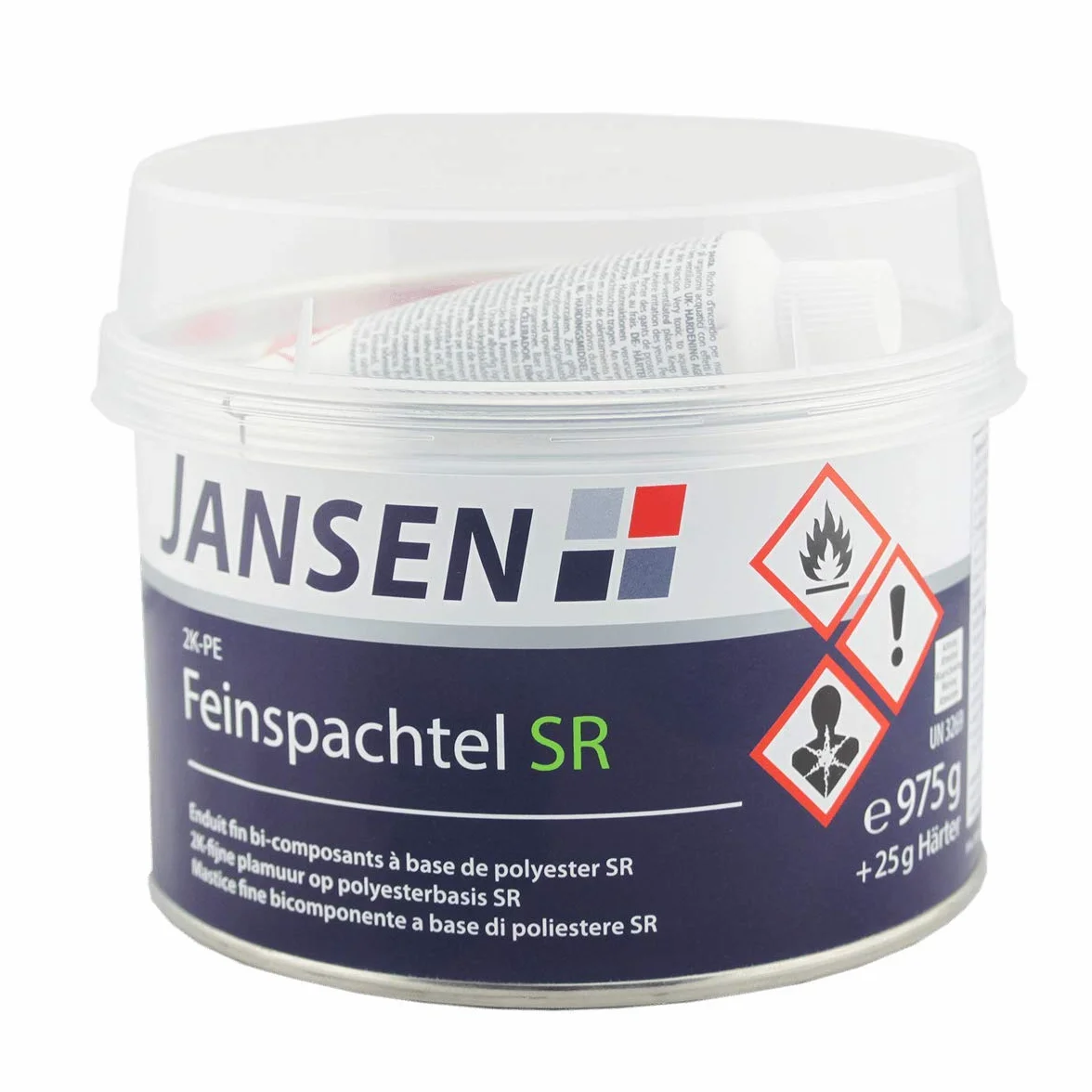 Jansen 2K-PE szpachla szpachlowa SR 1 kg - poliestrowa masa szpachlowa - biała, szara - 1 kg