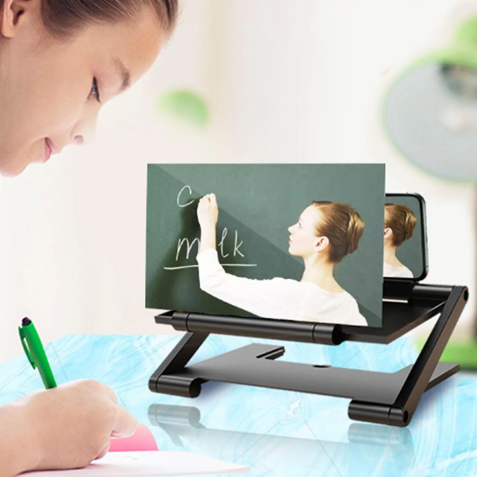 8-calowa Lupa 3D do Ekranu Telefonu z Blokadą Niebieskiego Światła, Składana Podstawa