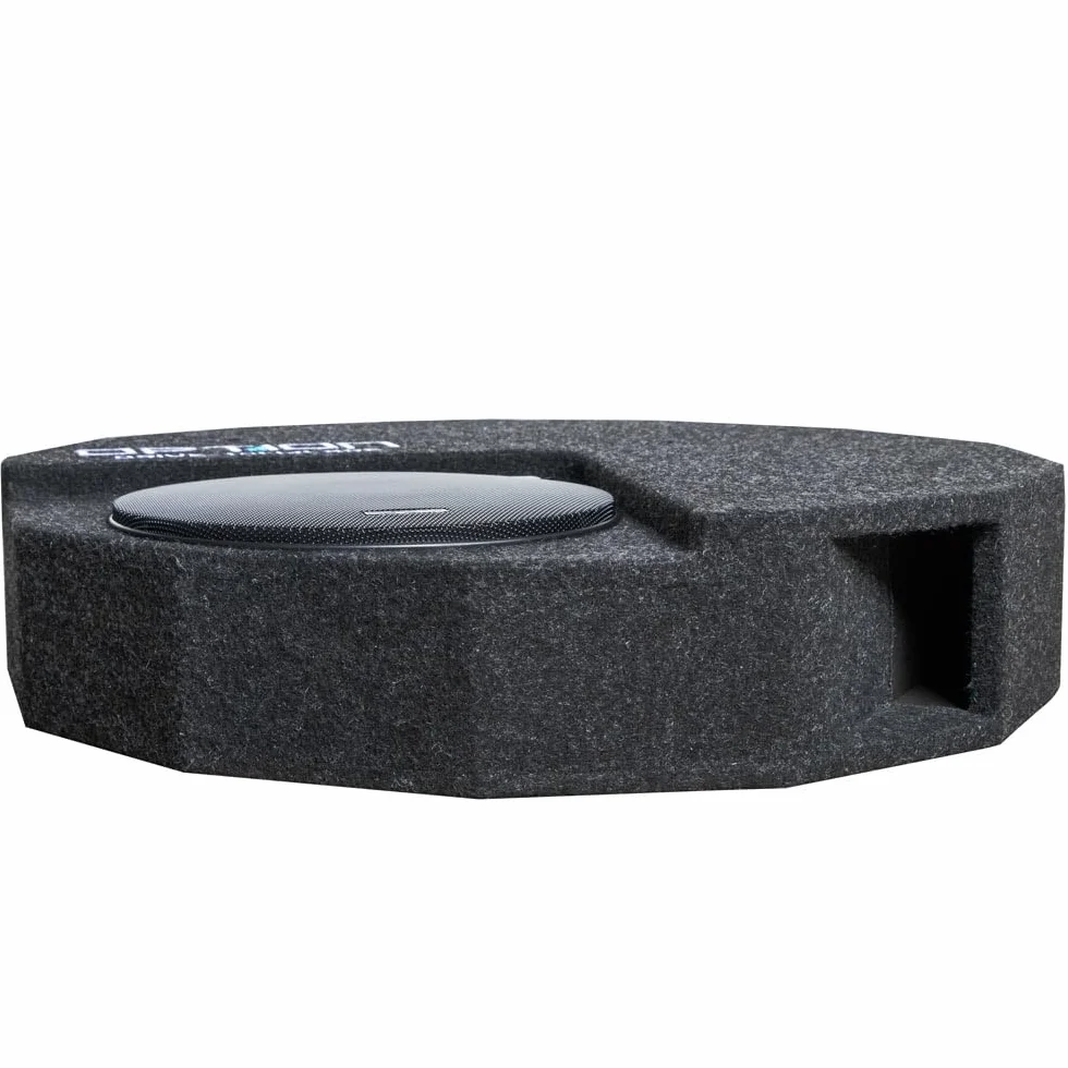 Option DRIVE10FLAT-BRP-D2 - pasywny subwoofer z kółkiem zapasowym 25 cm (300 W RMS) z podwójną cewką oscylacyjną 2 x 2 omy - płaski subwoofer o wysokości 13 cm