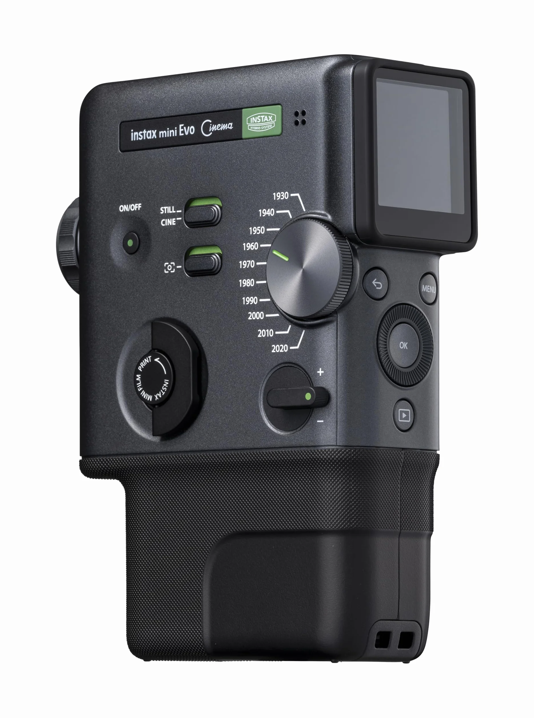 instax mini EVO Cinema Hybrydowy Aparat Cyfrowy 3 w 1, Drukarka do Smartfonów I Kamera Wideo Z Wyświetlaczem O Wysokiej Rozdzielczości 1,54 Cala, Samowyzwalaczem, Zdalnym Wyzwalaniem
