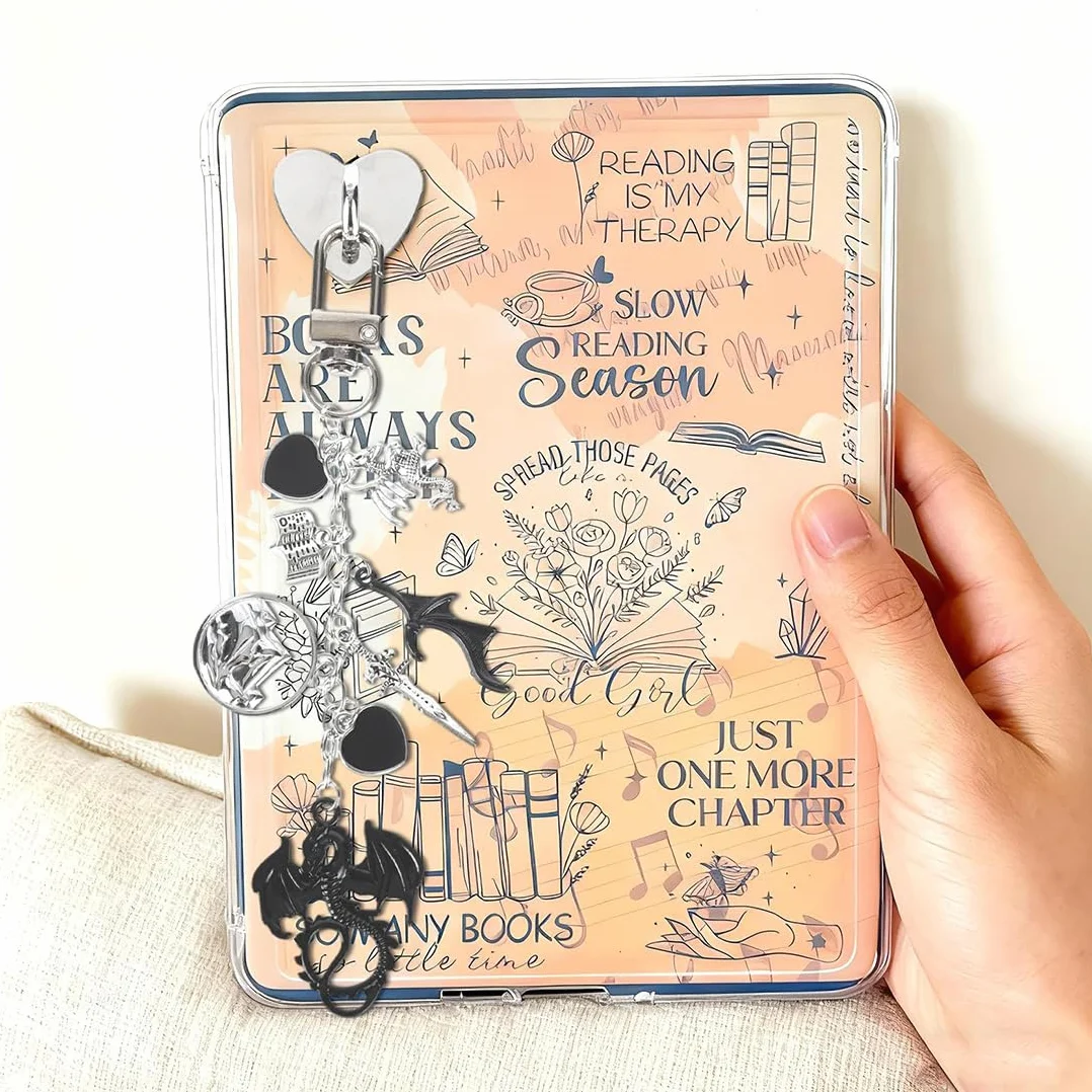 Draconic Czarny Łańcuszek Do Czytnika Kindle i E-booków 6-8" z Dekoracją Retro Akcesoria