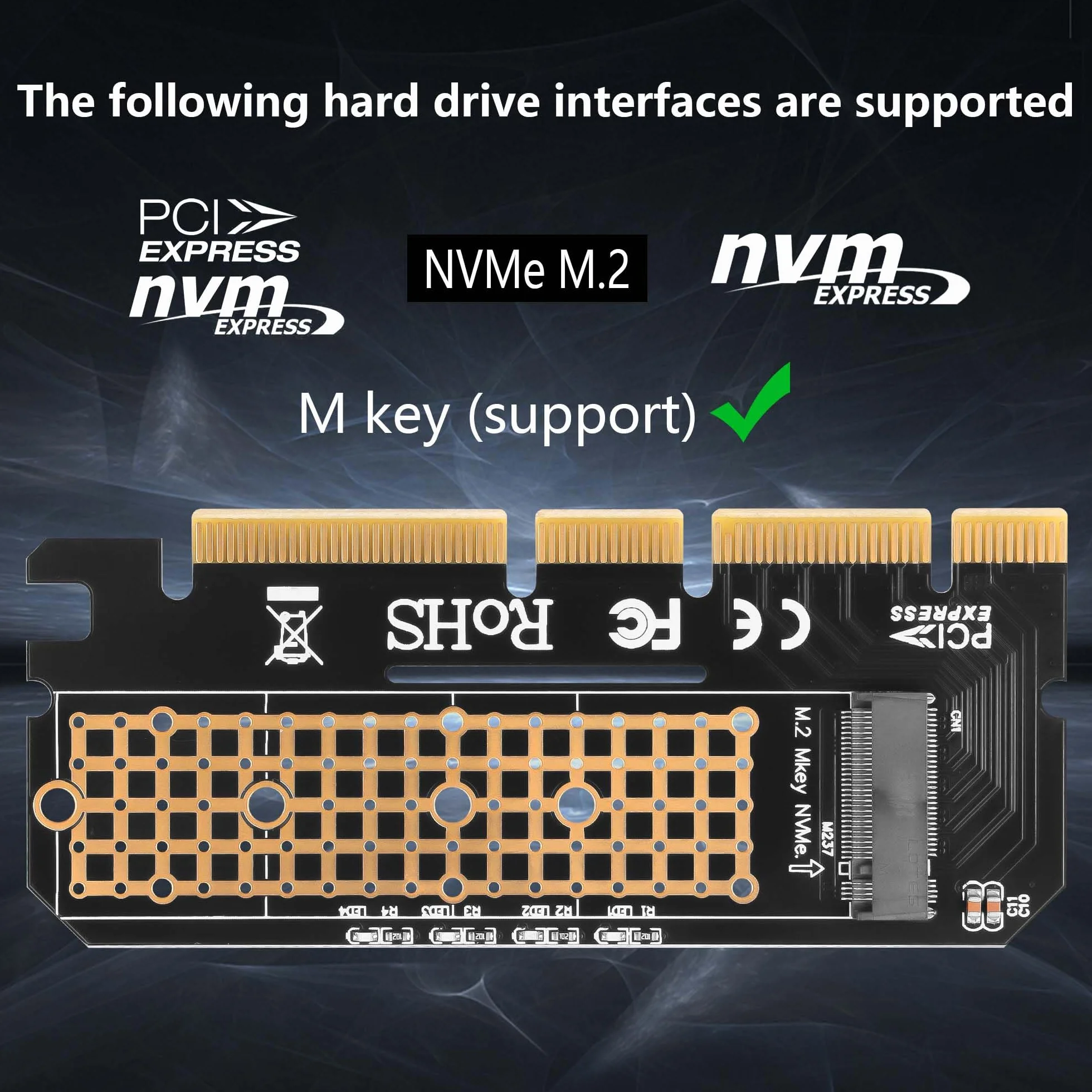GINTOOYUN M.2 NVMe SSD do PCIe 4X 8X 16X karta adaptera M-Key PCI-E 3.0 4X 8X 16X karta rozszerzeń obsługa 2230 2242 2260 2280