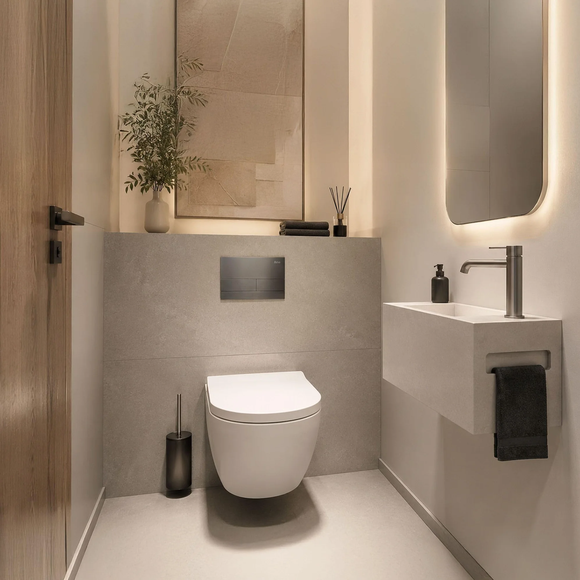Rea - Stelaż Zestaw Podtynkowy K011a-q Do Mis Wc Z Przyciskiem T Tytan - 16x52,5x103,5 cm