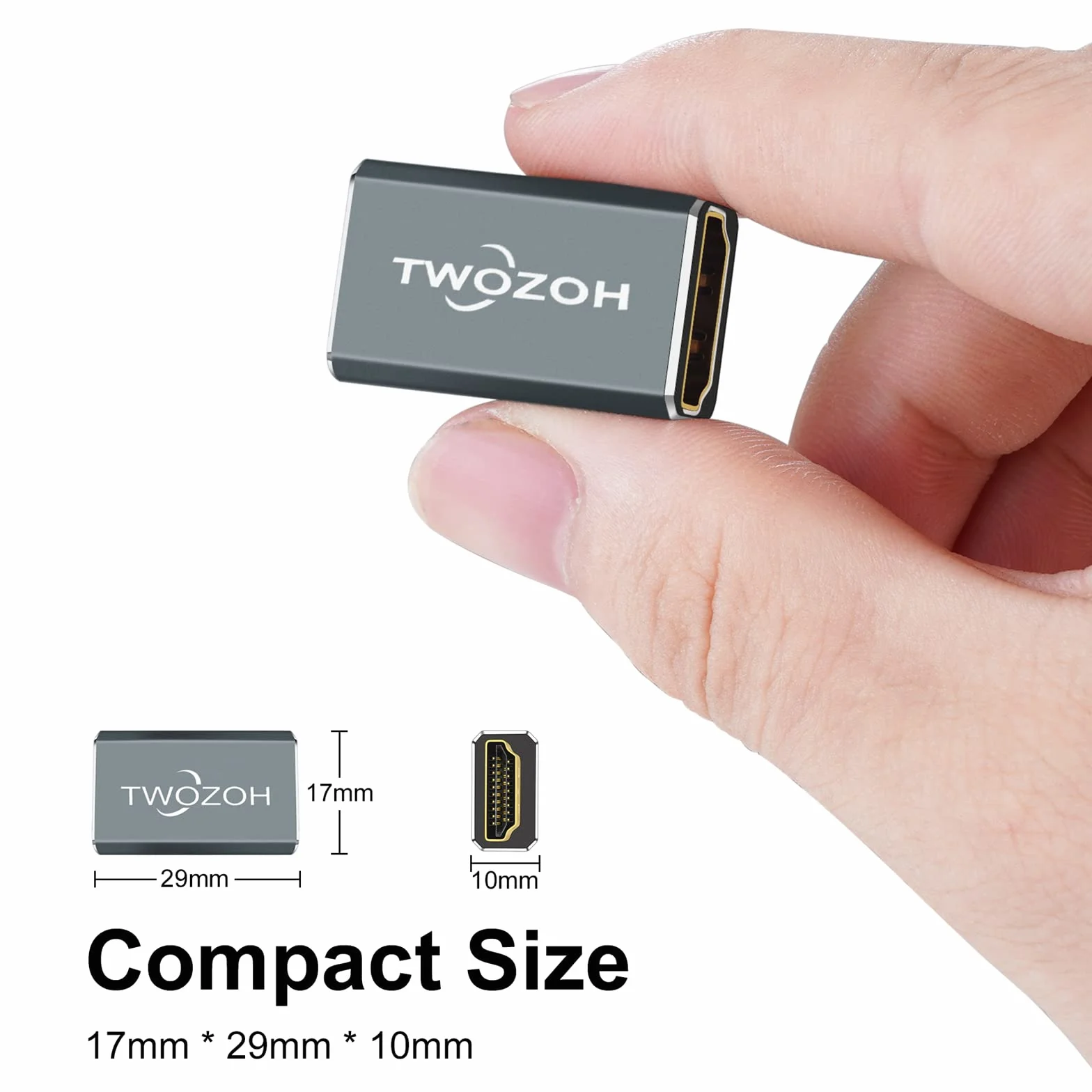 Twozoh Złącze HDMI 8K 2-pak, HDMI 2.1 adapter żeński do żeńskiego 48 Gb/s, obsługuje 8K@60 Hz 4K@144 Hz