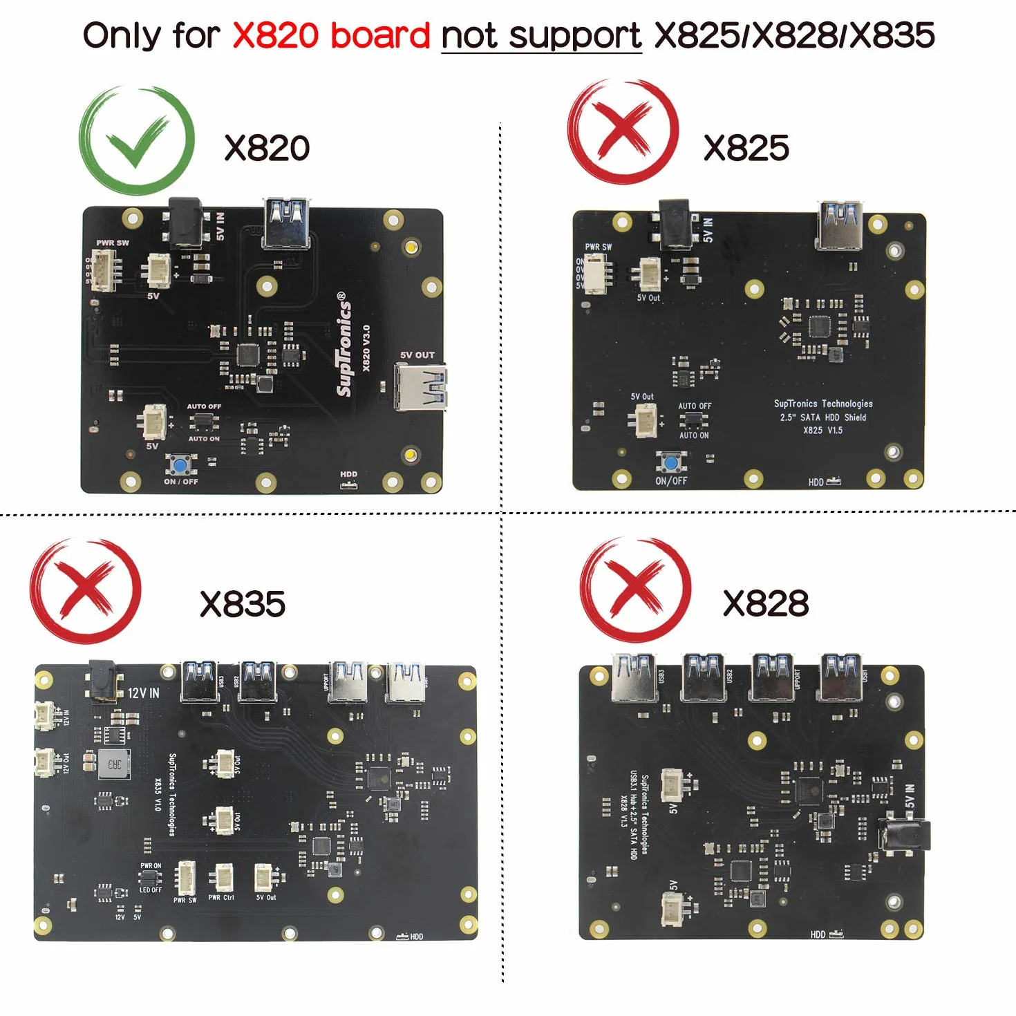 Geekworm Raspberry Pi 3B+/3B metalowa obudowa X820 V3.0 SATA SSD HDD Storage Board X735