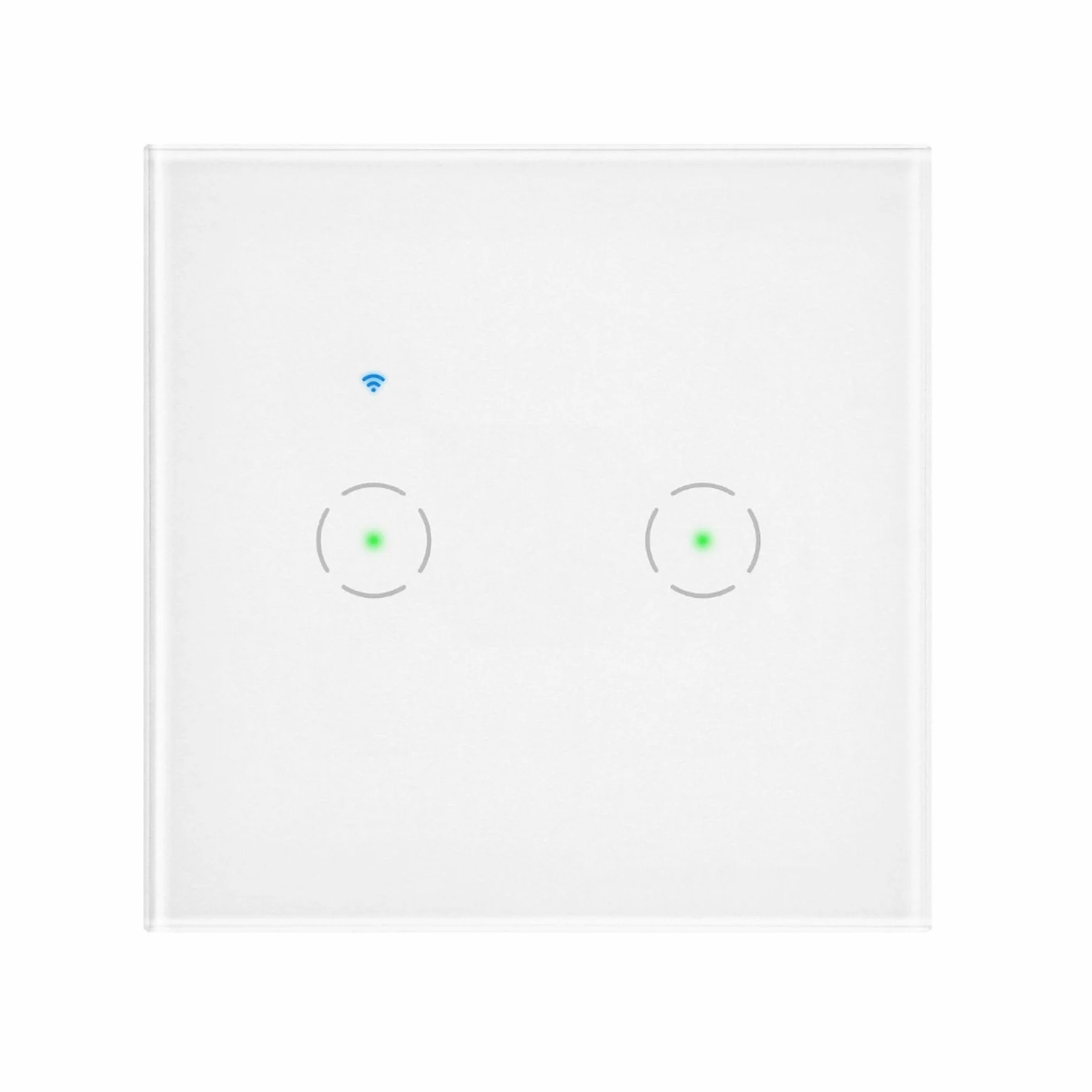 Włącznik Podtynkowy Podwójny Zdalne Sterowanie Oświetleniem Wifi Aplikacja Tuya Smart Home Szklany Panel Dotykowy Podświetlenie Nocne LED (biały)