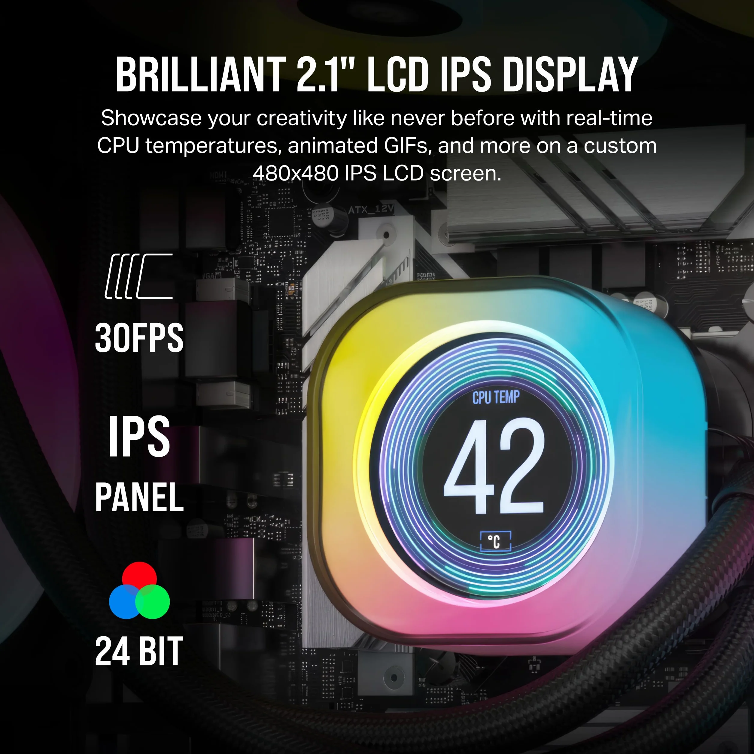 Corsair iCUE LINK AIO Moduł ekranu LCD IPS 5.3 cm 24 LED RGB, czarny