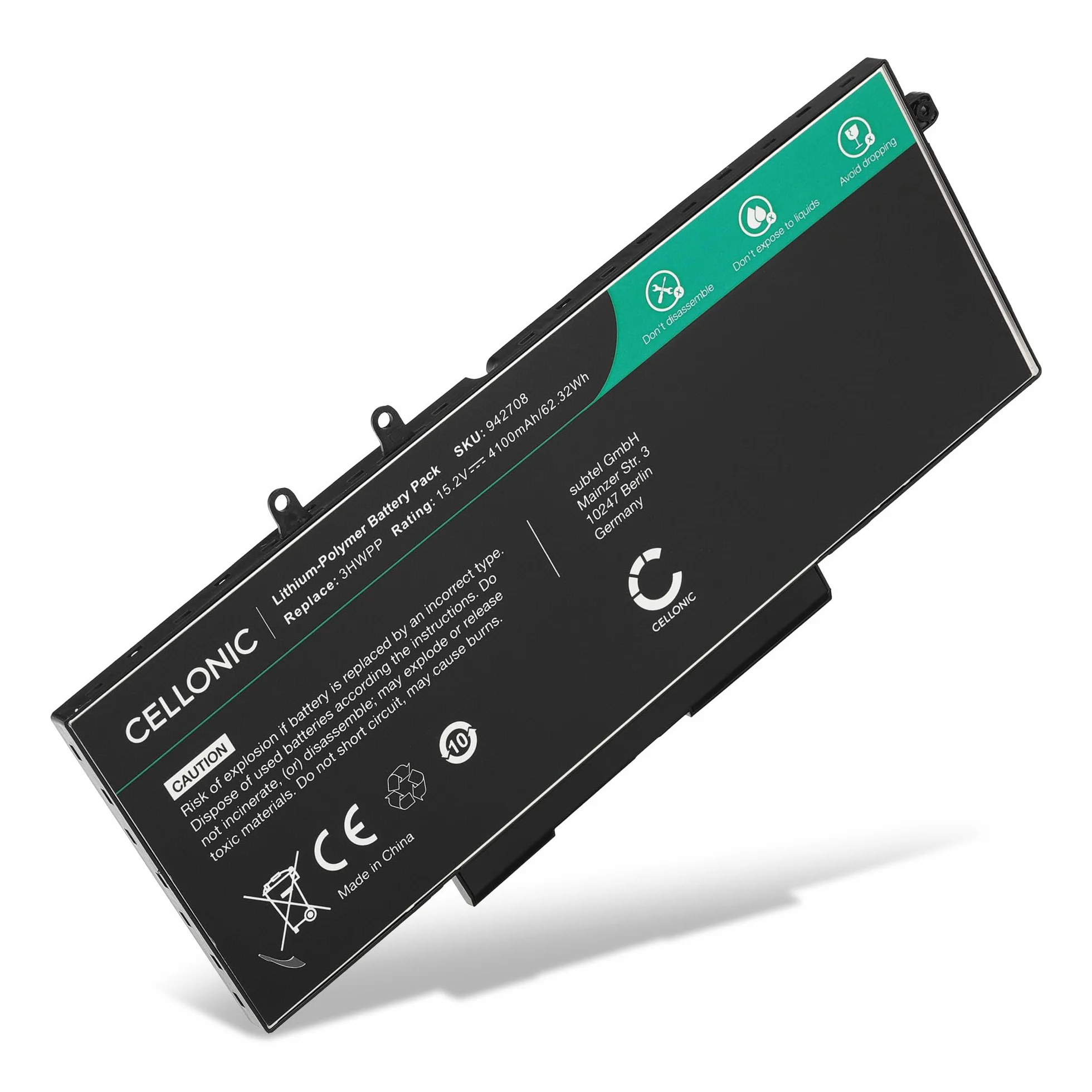 CELLONIC Bateria RI04 kompatybilna z DELL Latitude 5410, 5510, 5401, Precision 3551, 3541, 3550, Vostro 5410, 3HWPP, 3PCVM, 401D9 4100mAh 15,2 V
