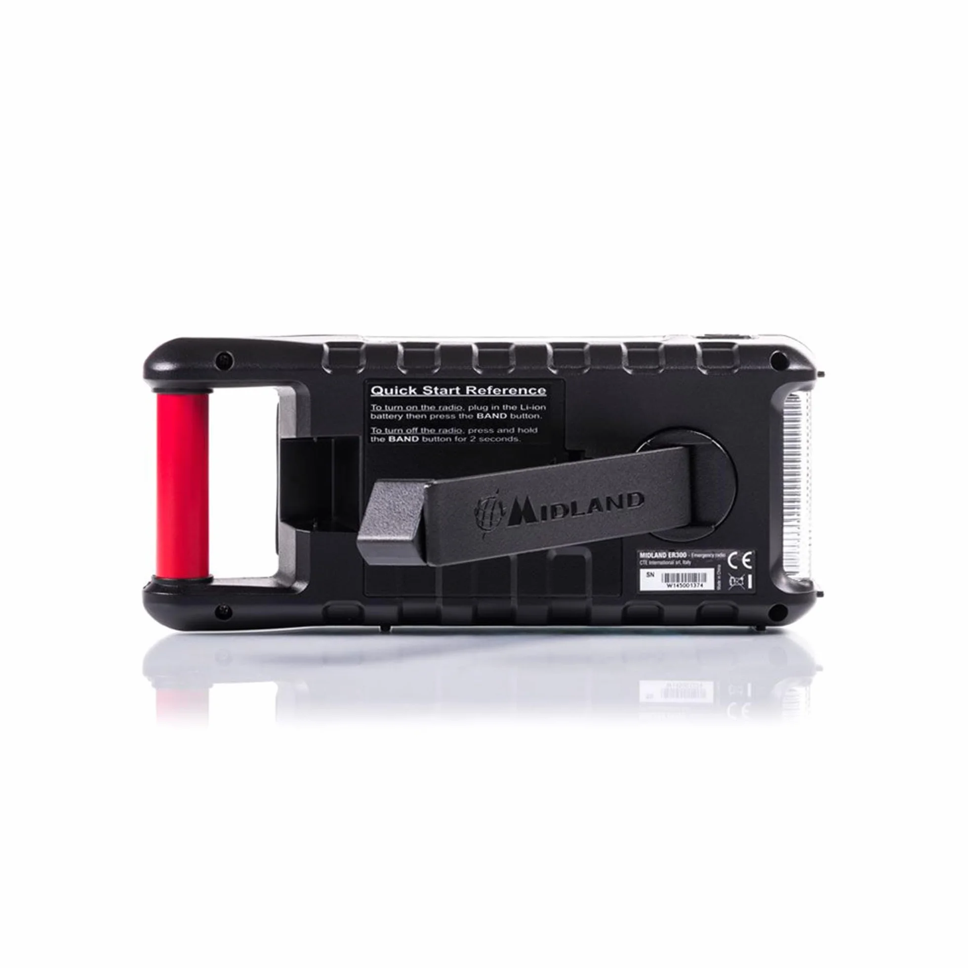 Midland C1173 ER300 Radio z Korbą, Czarny/Czerwony, 2000 mAh