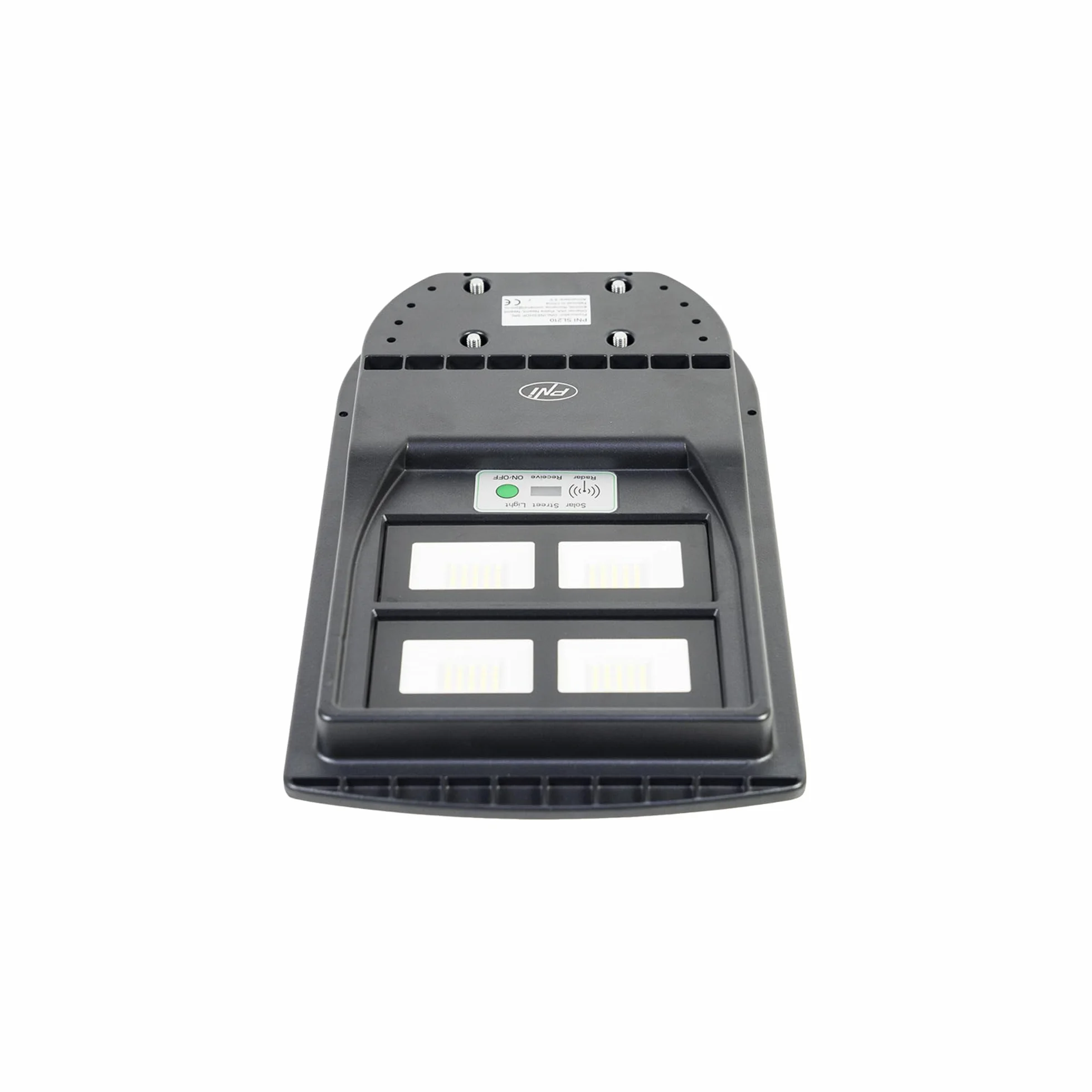 Lampa uliczna PNI SL210 100W z wbudowanym panelem słonecznym 10W, 6500K, 1000lm, 2 x wbudowany akumulator 10Ah, mikrofalowy czujnik ruchu