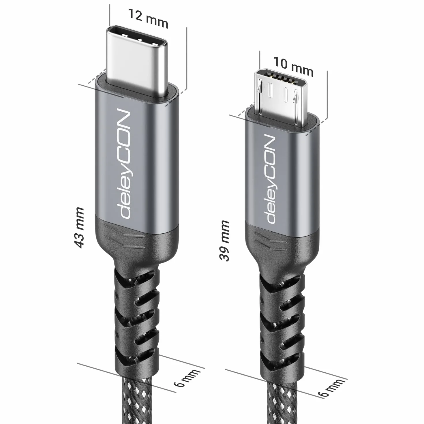 deleyCON 0,30m Kabel USB-C do Micro USB Ładowanie Synchronizacja