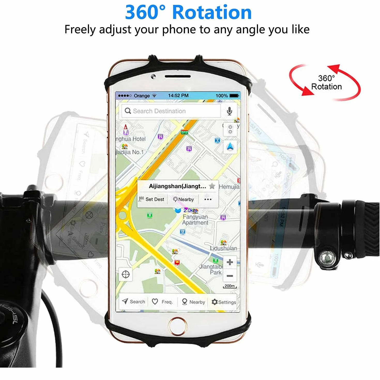 VOVIGGOL Uchwyt na telefon rowerowy 360° silikonowy uniwersalny do iPhone 12 11 Pro Samsung