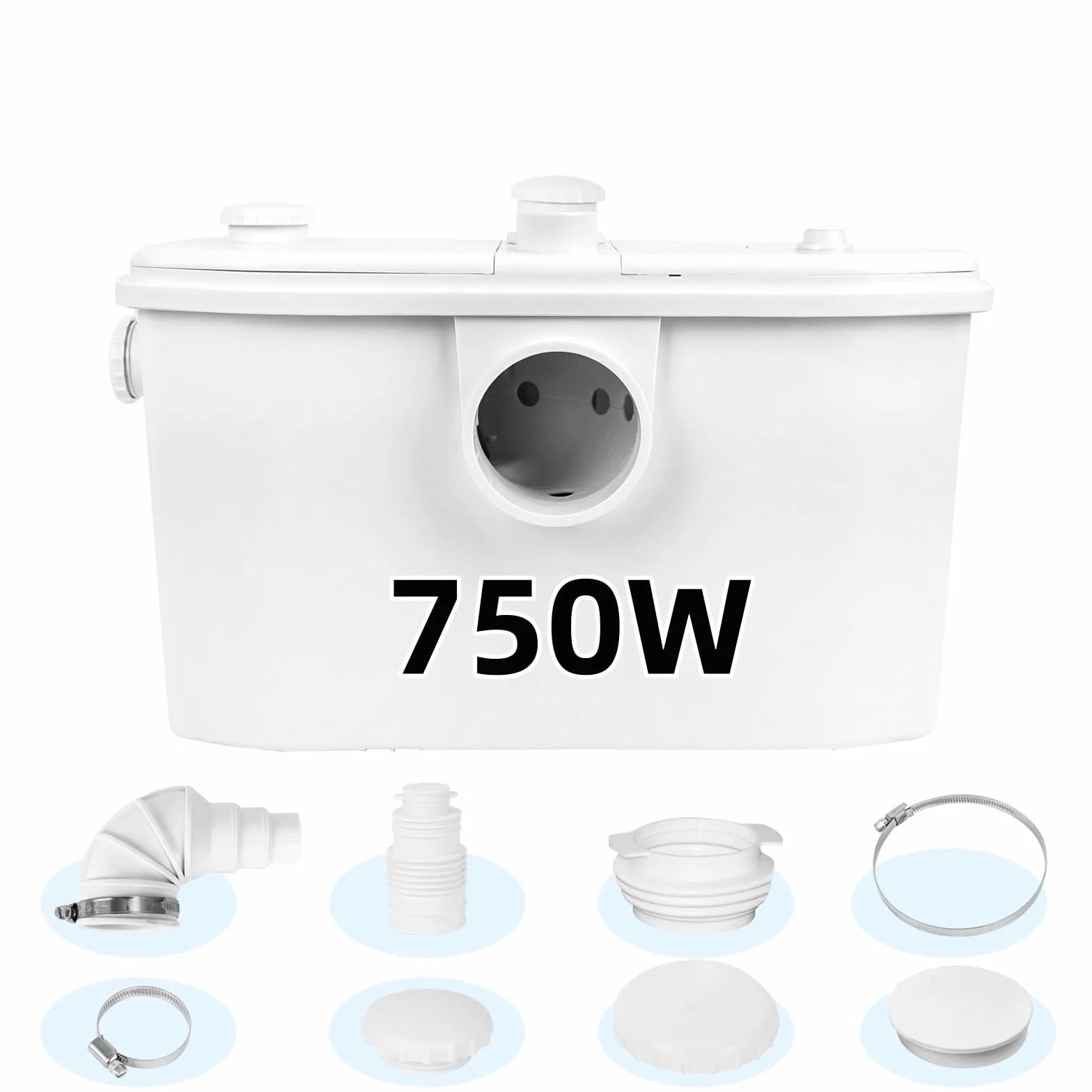 750 W automatyczna pompa do spłukiwania toalety w piwnicy, z 4 wejściami do toalety, umywalki, wanny, pralni, 2 gniazd