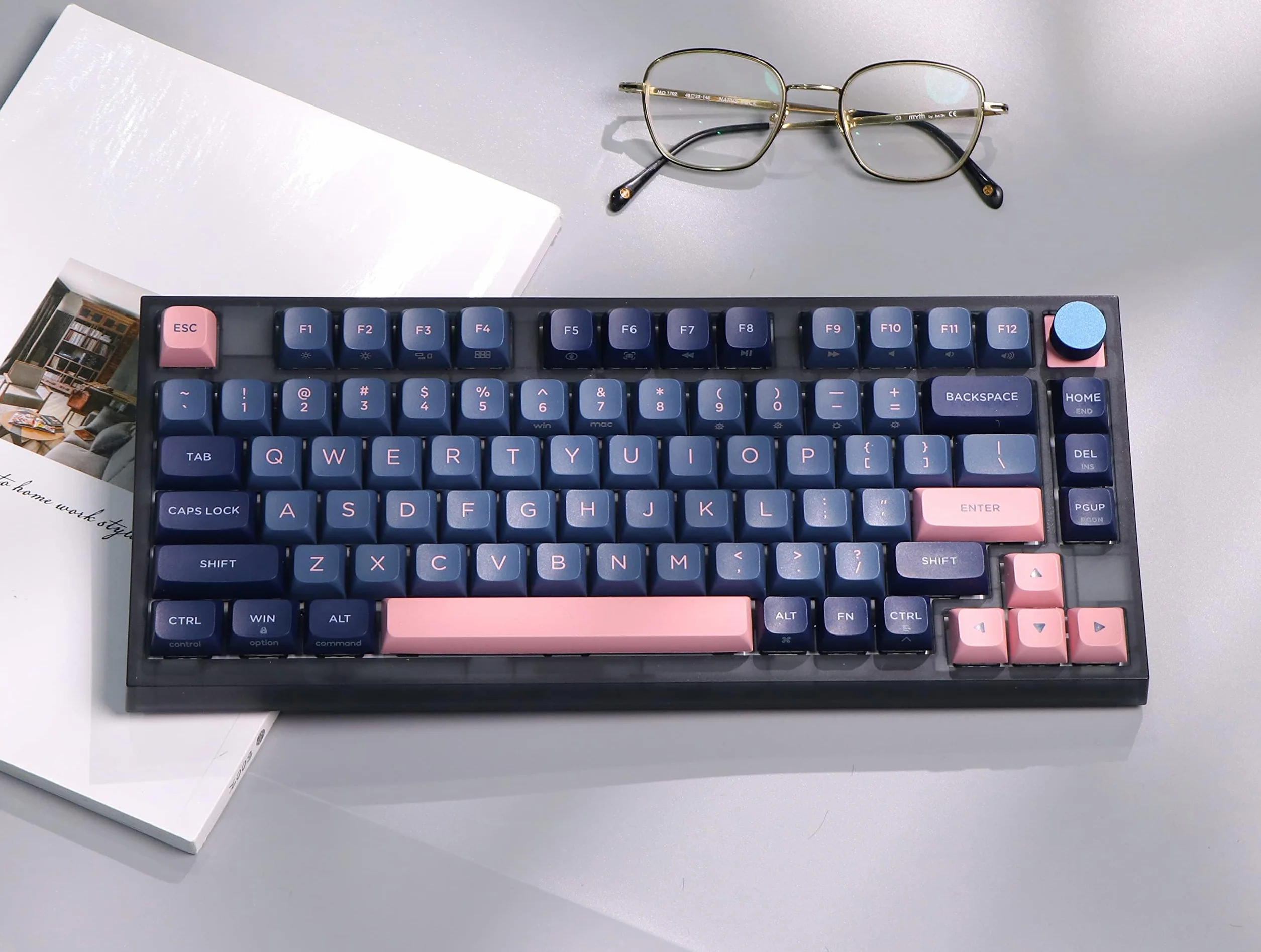 EPOMAKER SKYLOONG GK75 Lite przewodowa programowalna klawiatura z mocowaniem uszczelniającym i pokrętłem do Windows/Mac