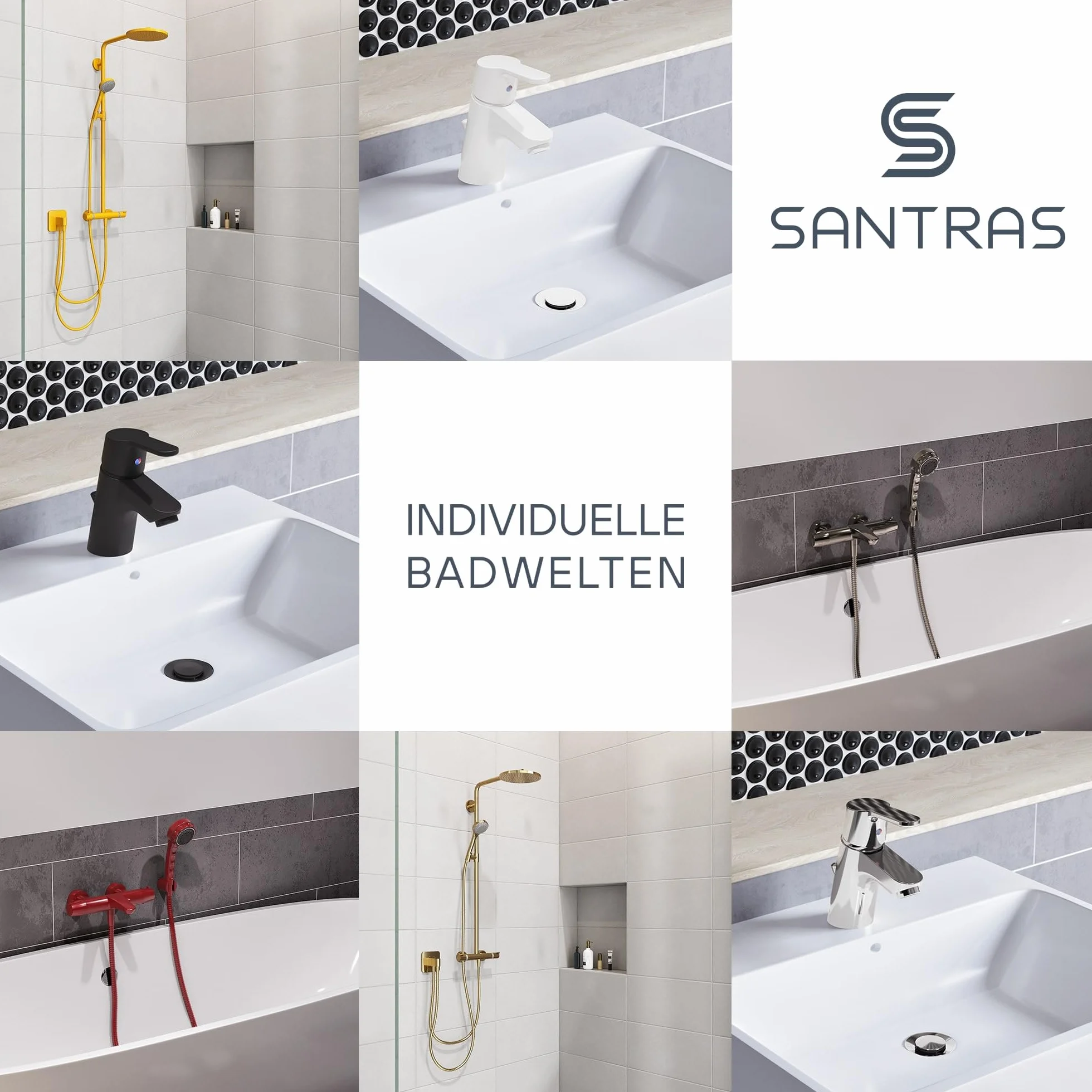SANTRAS® Uniwersalny ślizgacz jako uchwyt na główkę prysznicową (ø 25 mm) w kolorze chromu - chromowany uchwyt na główkę prysznicową w łazience, obracany o 360°, wykonany z tworzywa sztucznego
