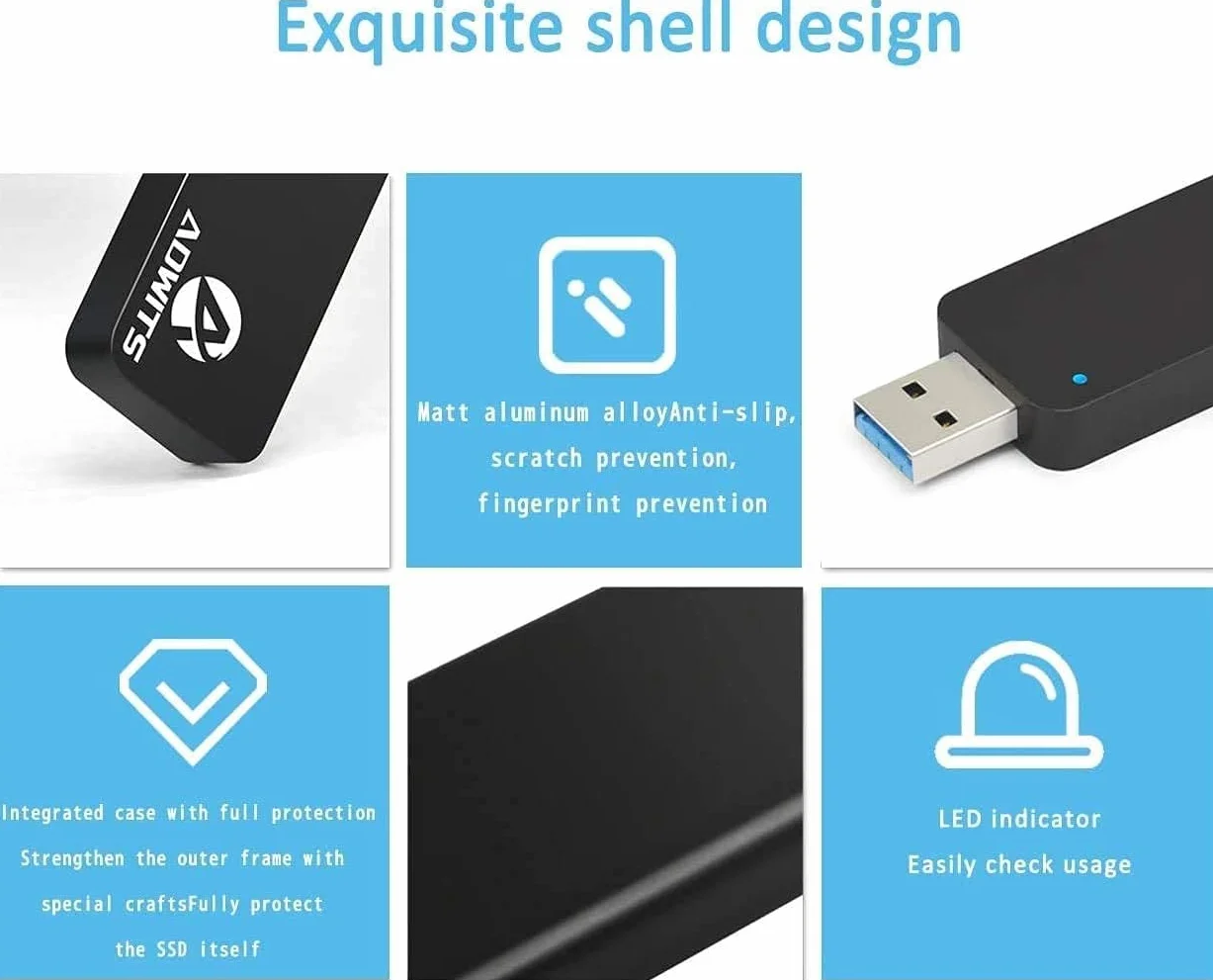 USB 3.0 UASP na SATA NGFF M.2 2230/2242/2260/2280 Key B lub adapter B&M SSD SuperSpeed, bezprzewodowa obudowa zewnętrzna do Samsung 850 EVO, DREVO Crucial Solid State Drive & More, czarny