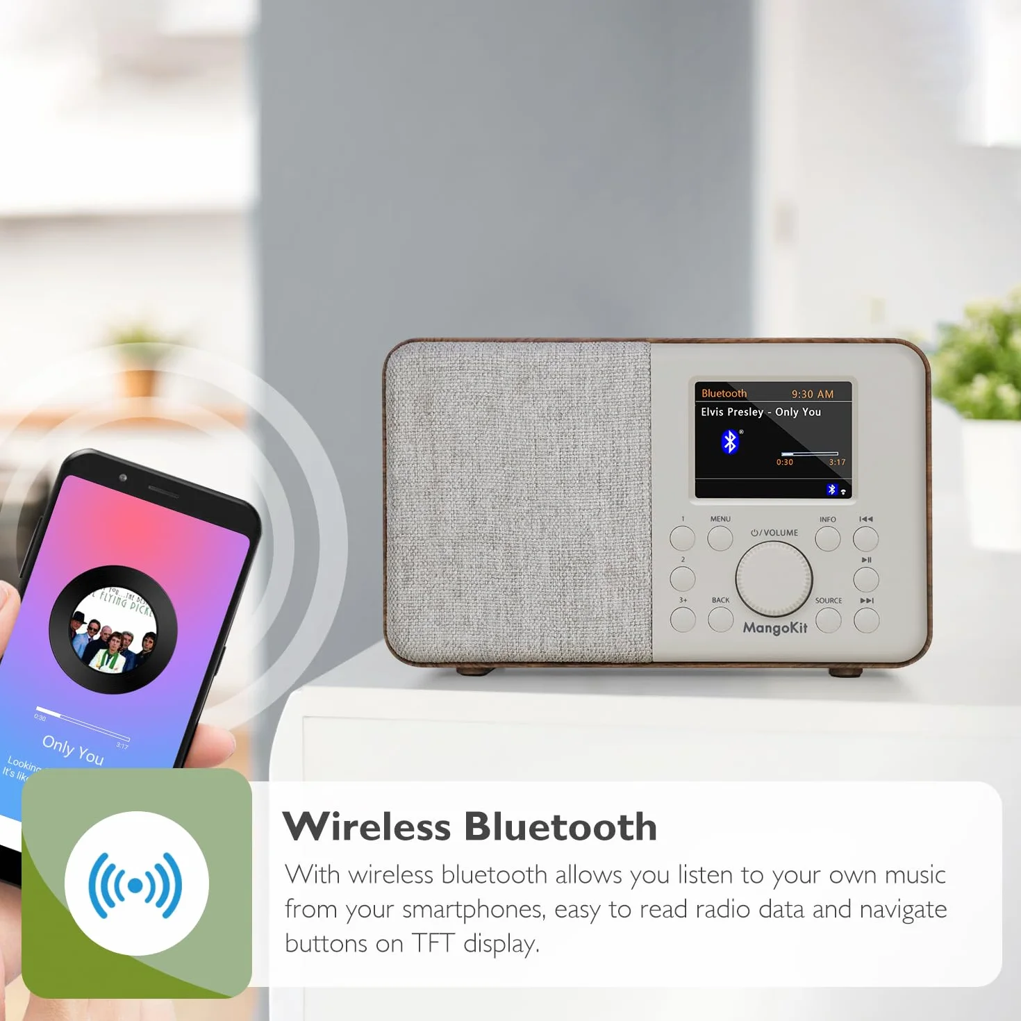 SR10 radio internetowe Smart DAB+ Bluetooth FM kolorowy wyświetlacz podwójny alarm