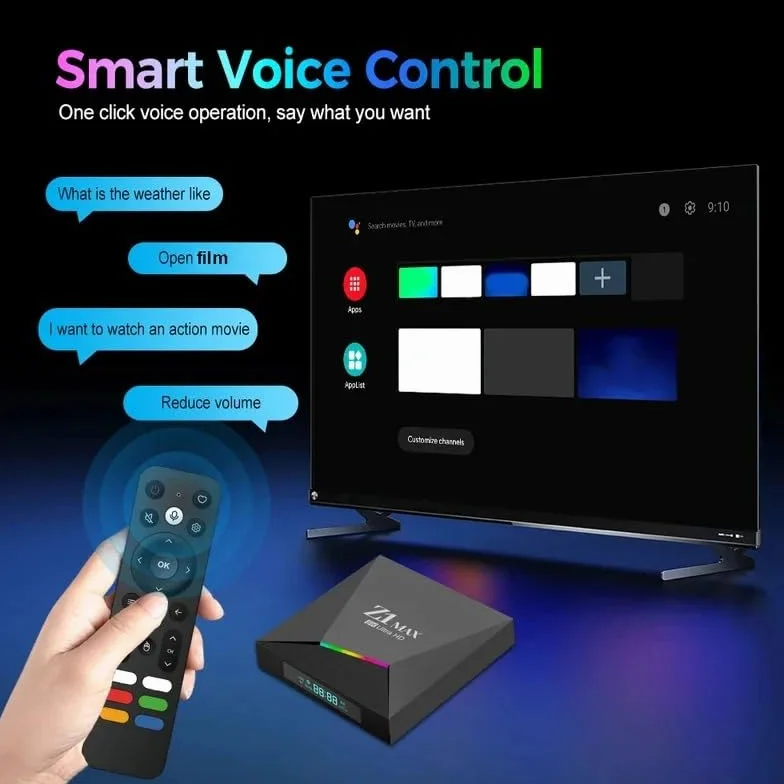 Z1 MAX Ultra HD Android TV Box – Android 15, 4G, Allwinner H618, 8 GB 128 GB, 8K 4K UHD, Dual WiFi 5G/2.4G, Bluetooth 5.0, sterowanie głosowe