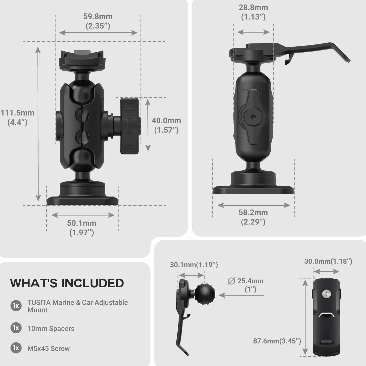 TUSITA Morski & Samochodowy Regulowany Uchwyt Kompatybilny z Garmin Handheld - GPS Systemu Akcesoria